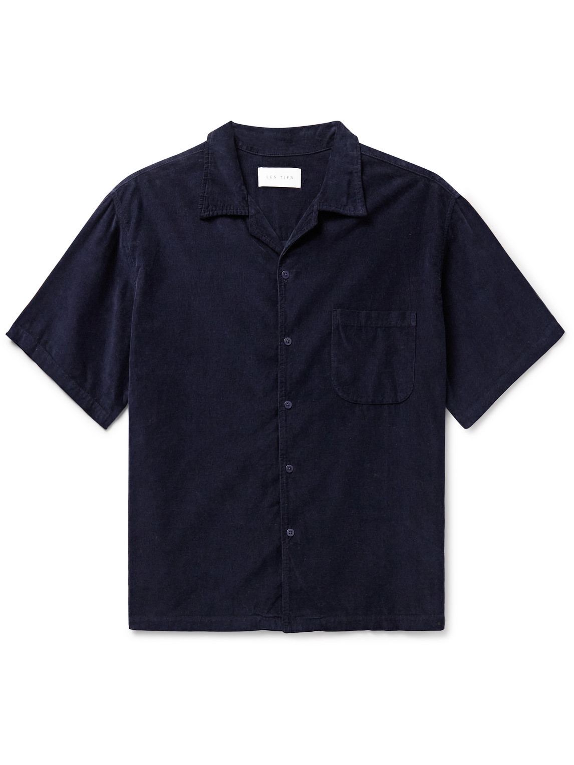 Les Tien - Camp-Collar Cotton-Corduroy Shirt - Men - Blue - XL