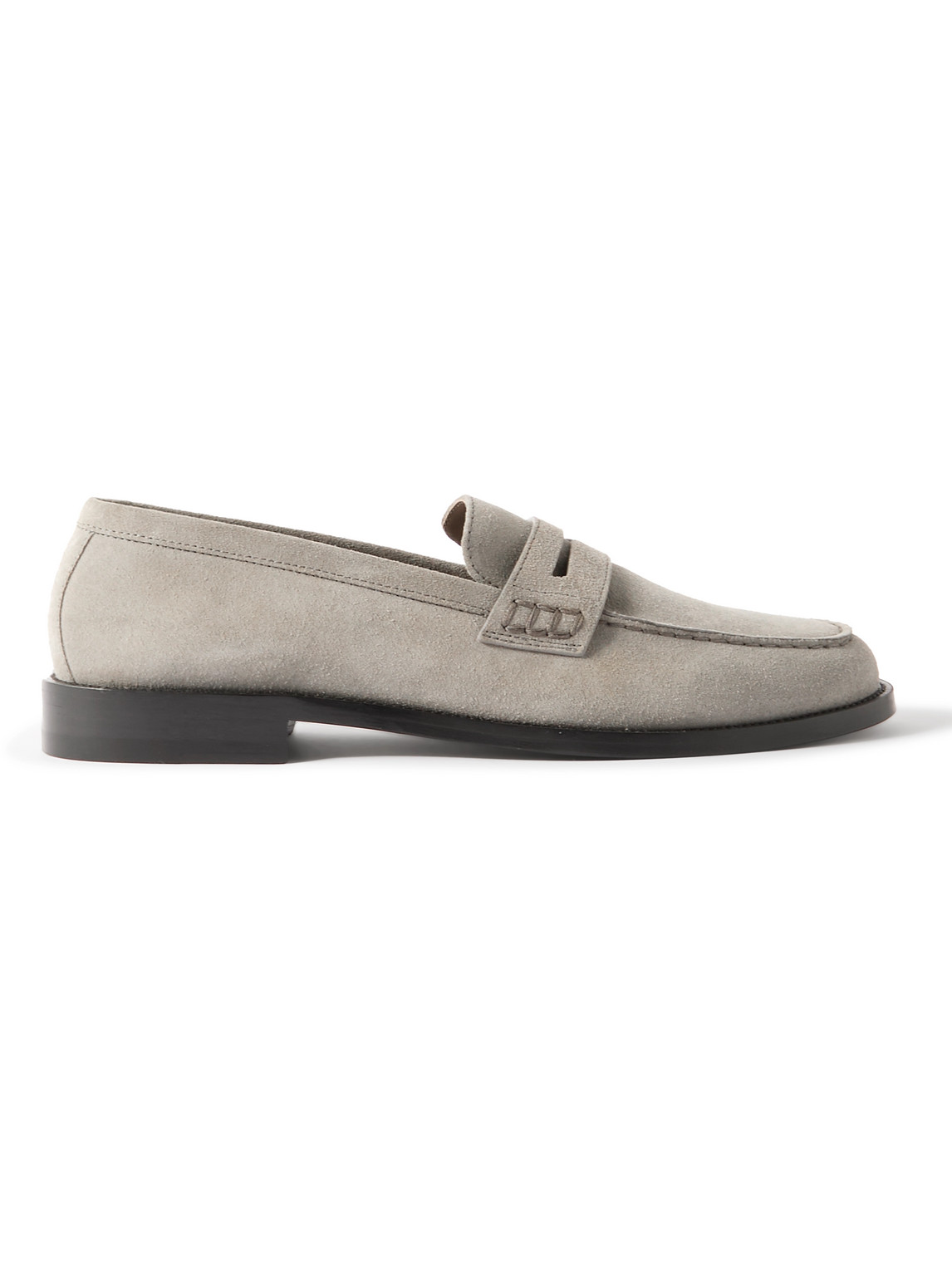Manolo Blahnik Perry Suede Penny Loafers In Gray