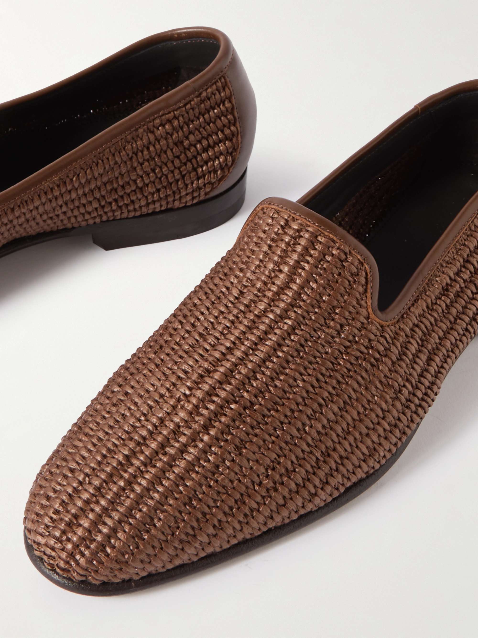 MANOLO BLAHNIK Mario ラフィア ローファー レザートリム