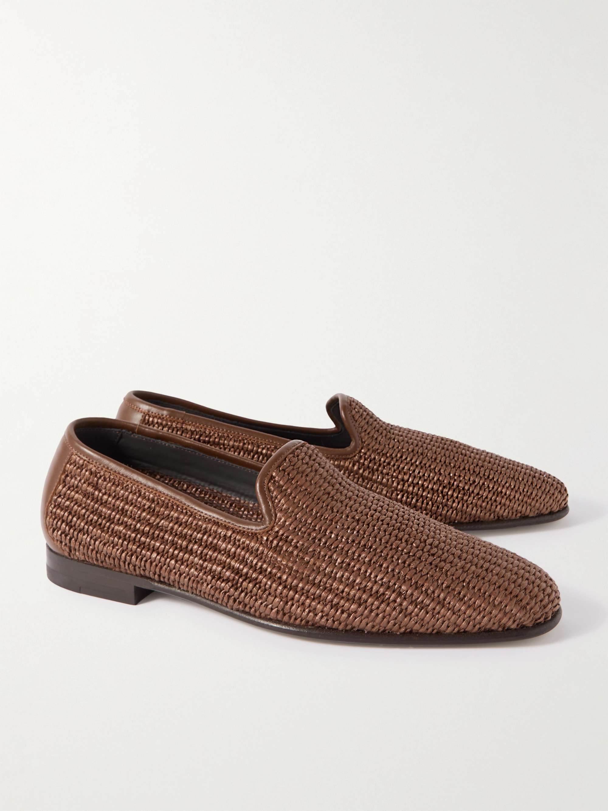 MANOLO BLAHNIK Mario ラフィア ローファー レザートリム