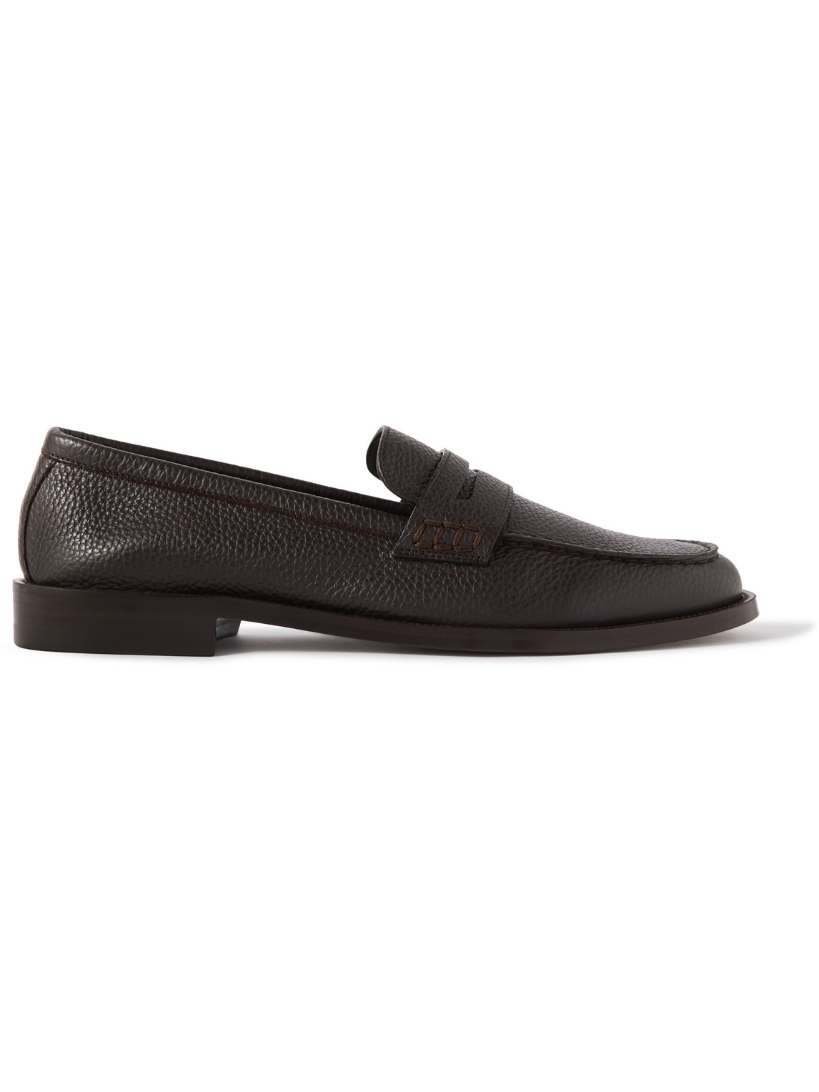 Manolo Blahnik Perry Full-grain Leather Penny Loafers In Brown