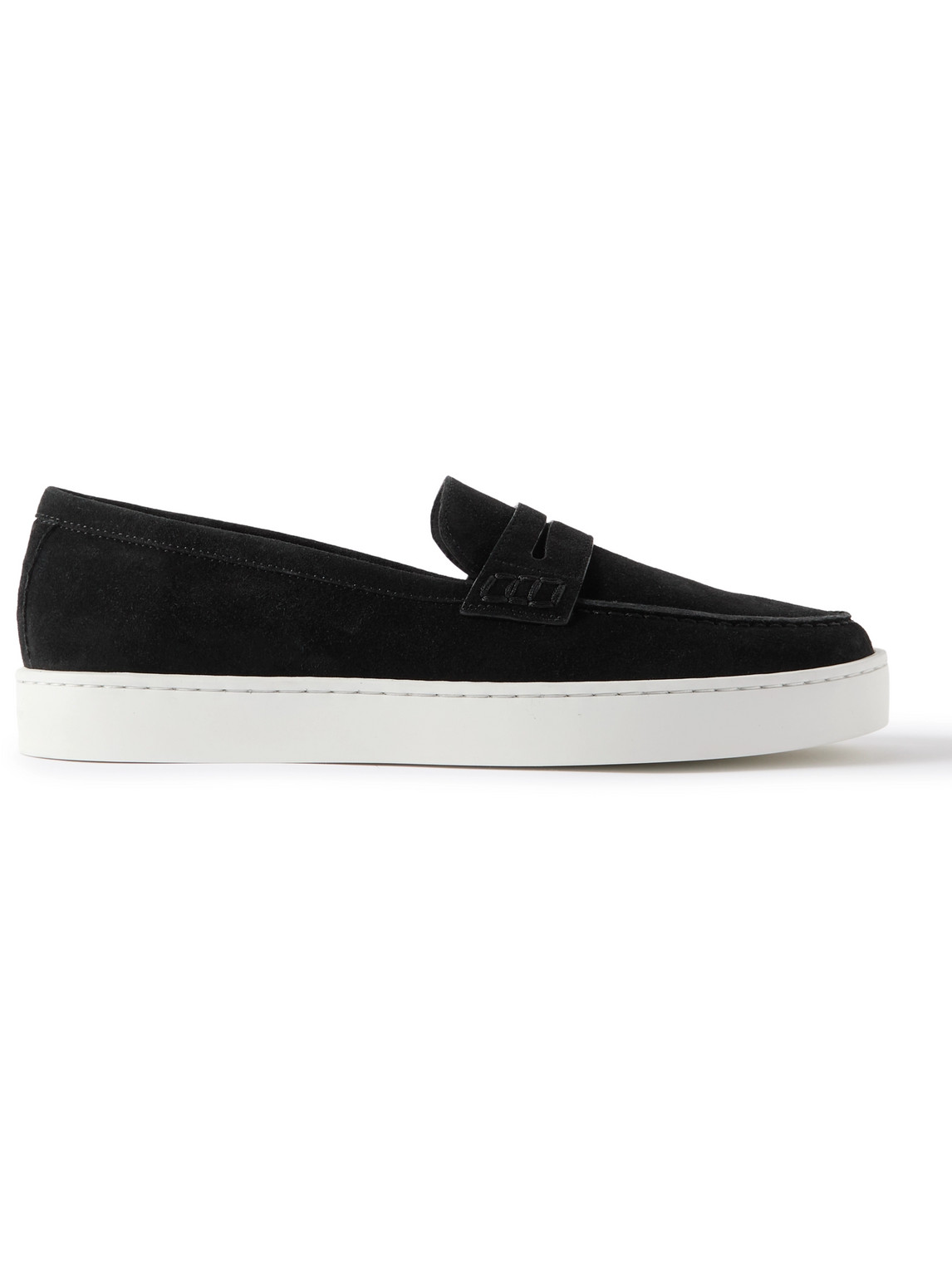 Manolo Blahnik Ellis Suede Penny Loafers In Black