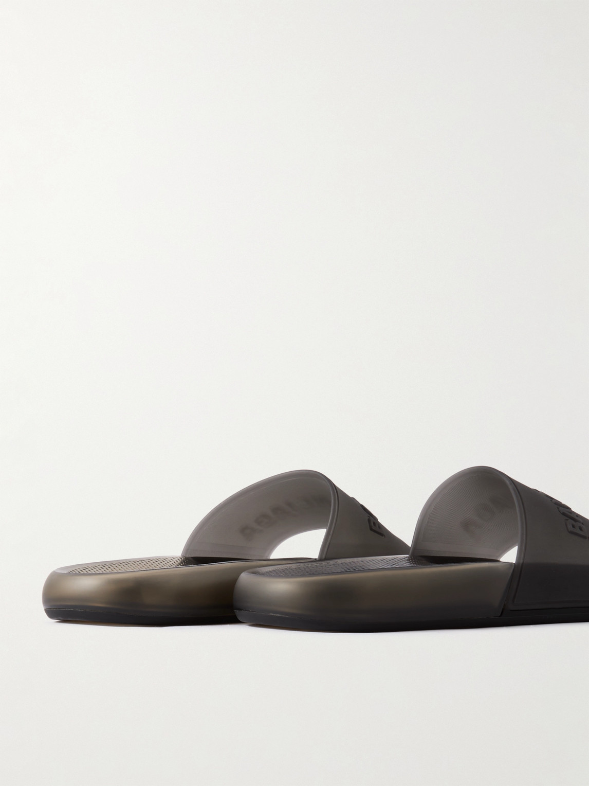 Balenciaga Logo-embossed Rubber Slides In Black