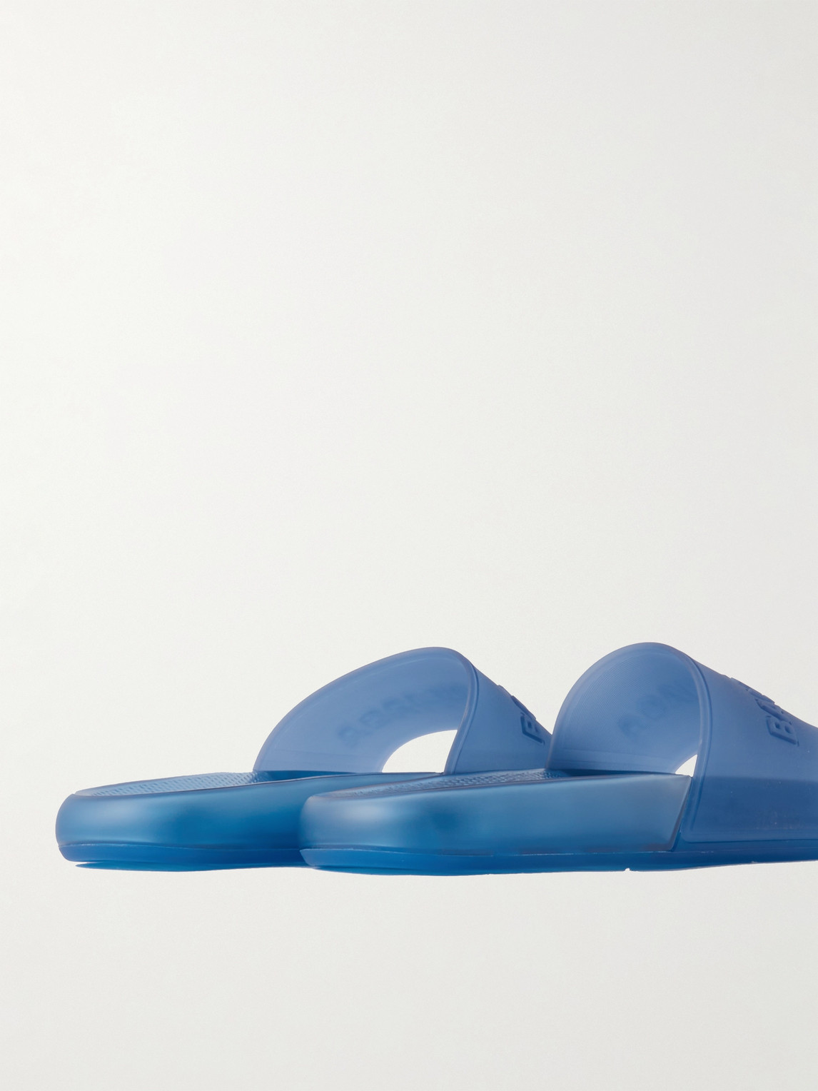 Balenciaga Logo-embossed Rubber Slides In Blue