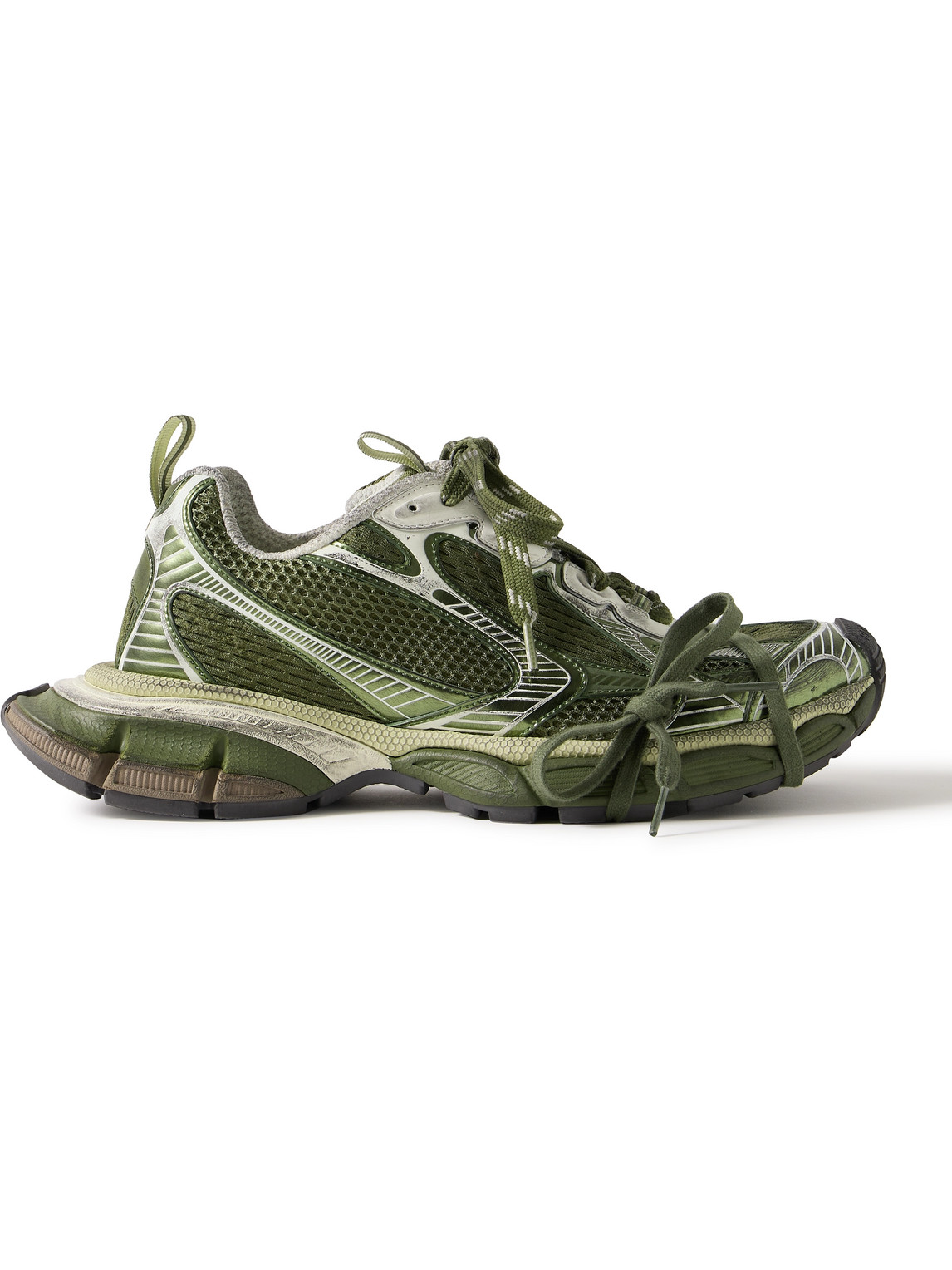 Balenciaga 3xl Distressed Mesh And Rubber Sneakers In Green
