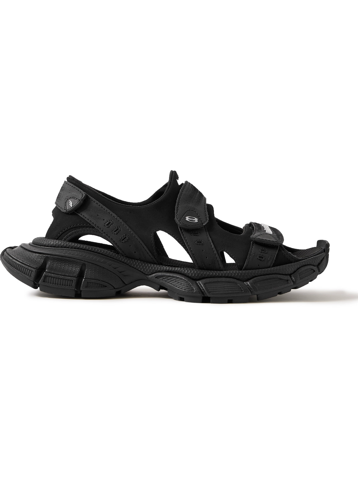 Balenciaga 3xl Logo-appliquéd Faux Leather And Canvas-trimmed Scuba Sandals In Black