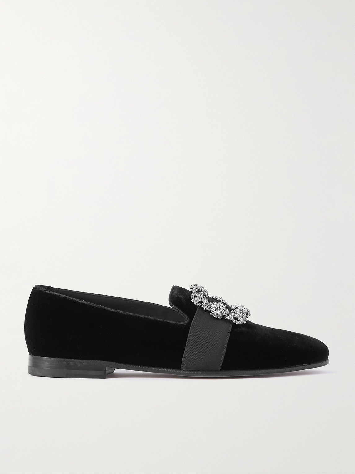 Manolo Blahnik Carlton Crystal-Embellished Grosgrain-Trimmed Velvet Loafers - Men