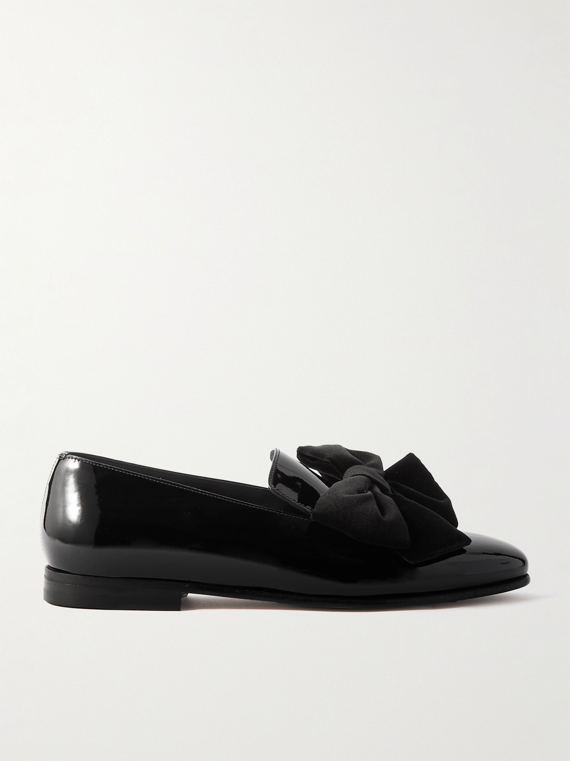 Manolo Blahnik Janser Velvet-Trimmed Patent-Leather Loafers - Men
