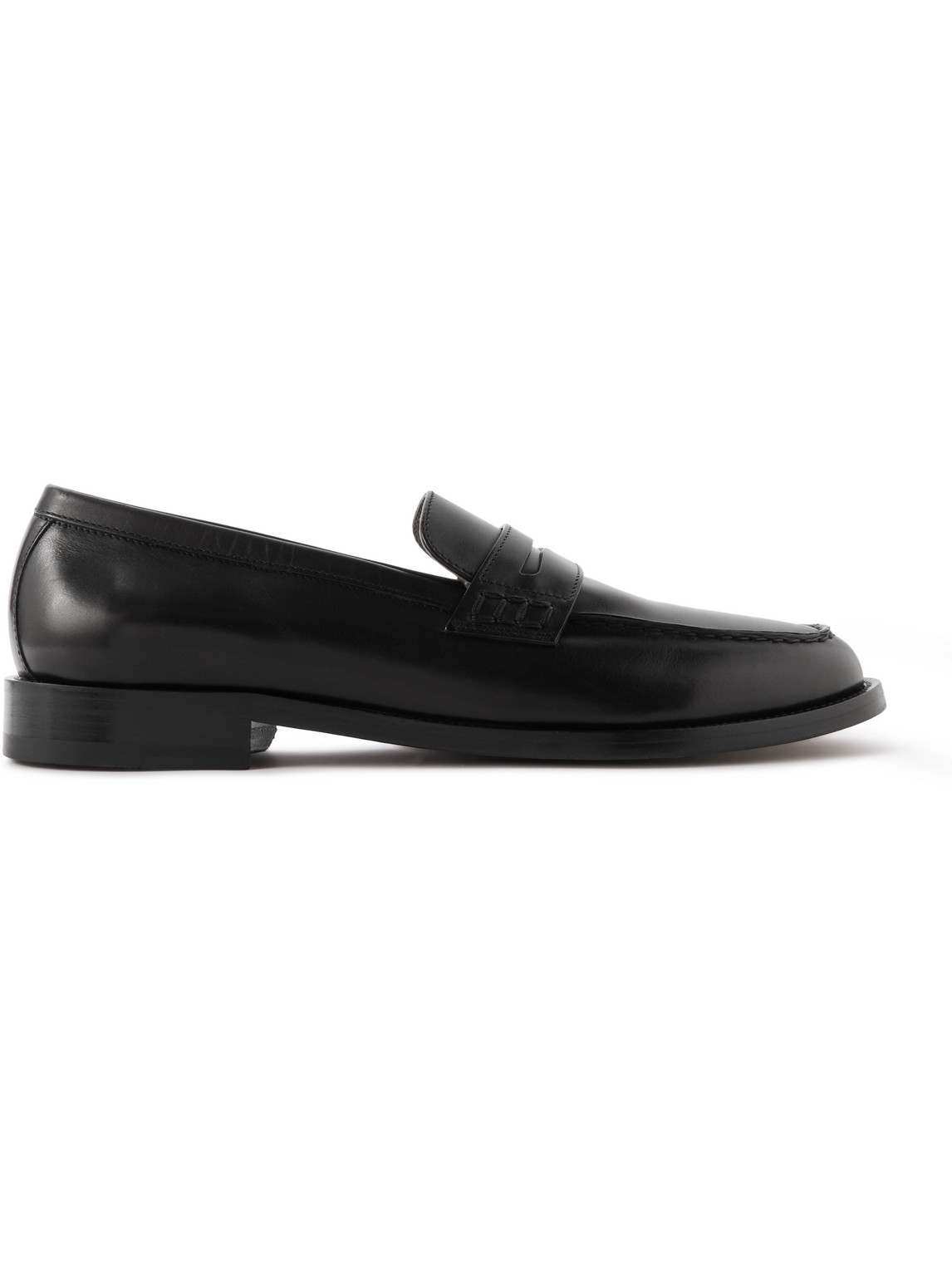 Manolo Blahnik Perry Leather Penny Loafers In Black