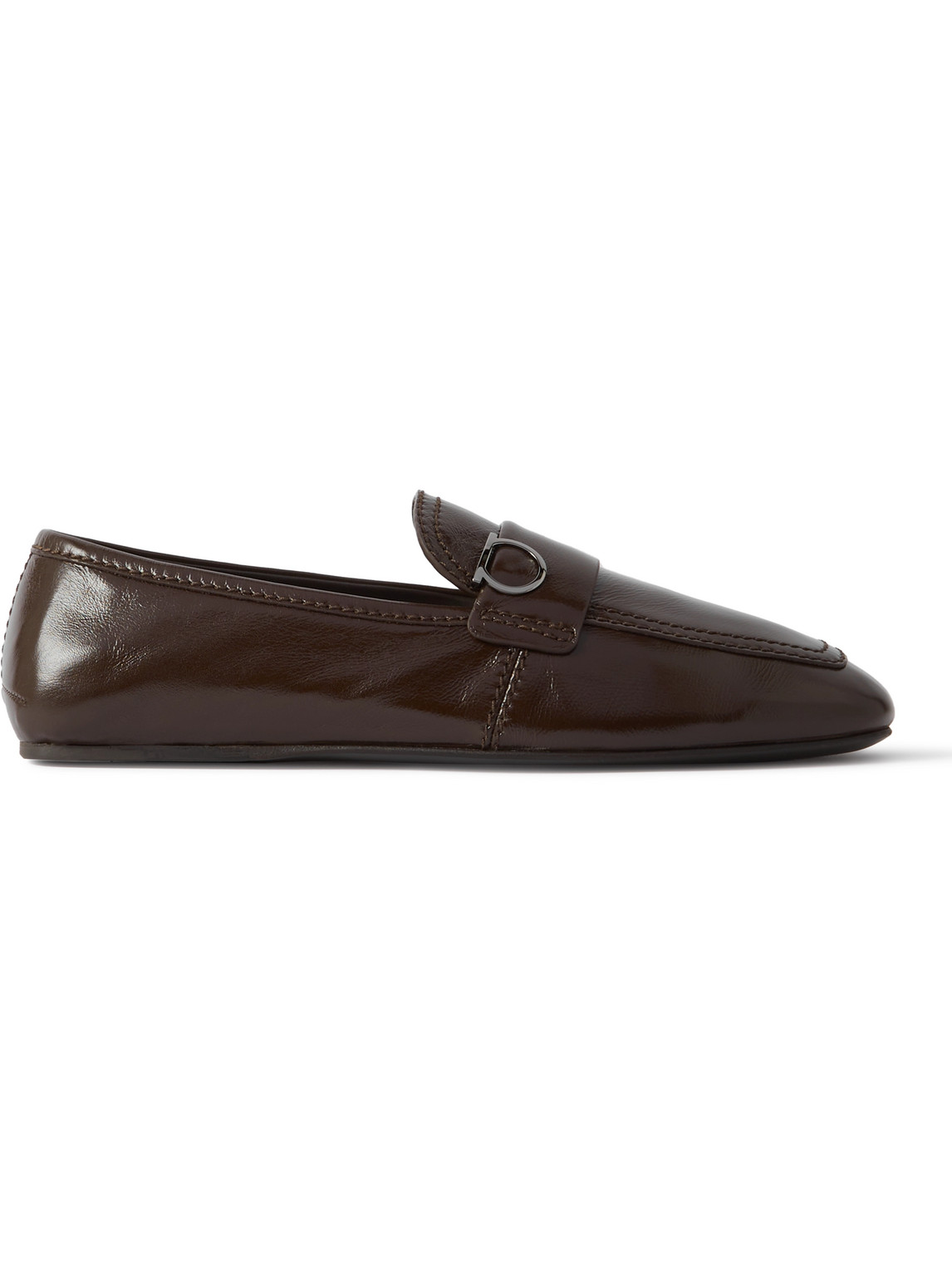 FERRAGAMO DEBROS LOGO-EMBELLISHED LEATHER PENNY LOAFERS