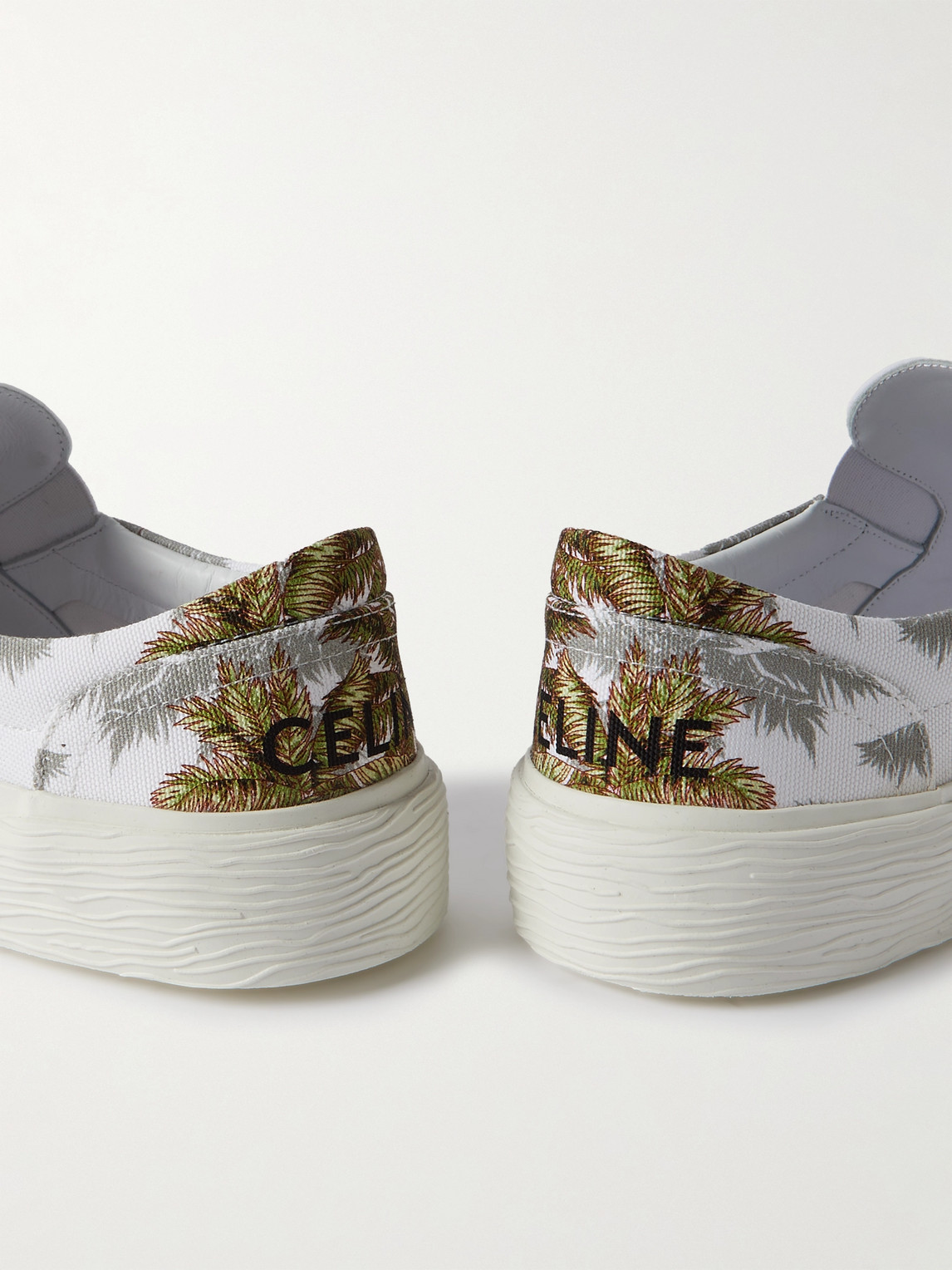 Celine Printed Canvas Slip-on Sneakers In Orange