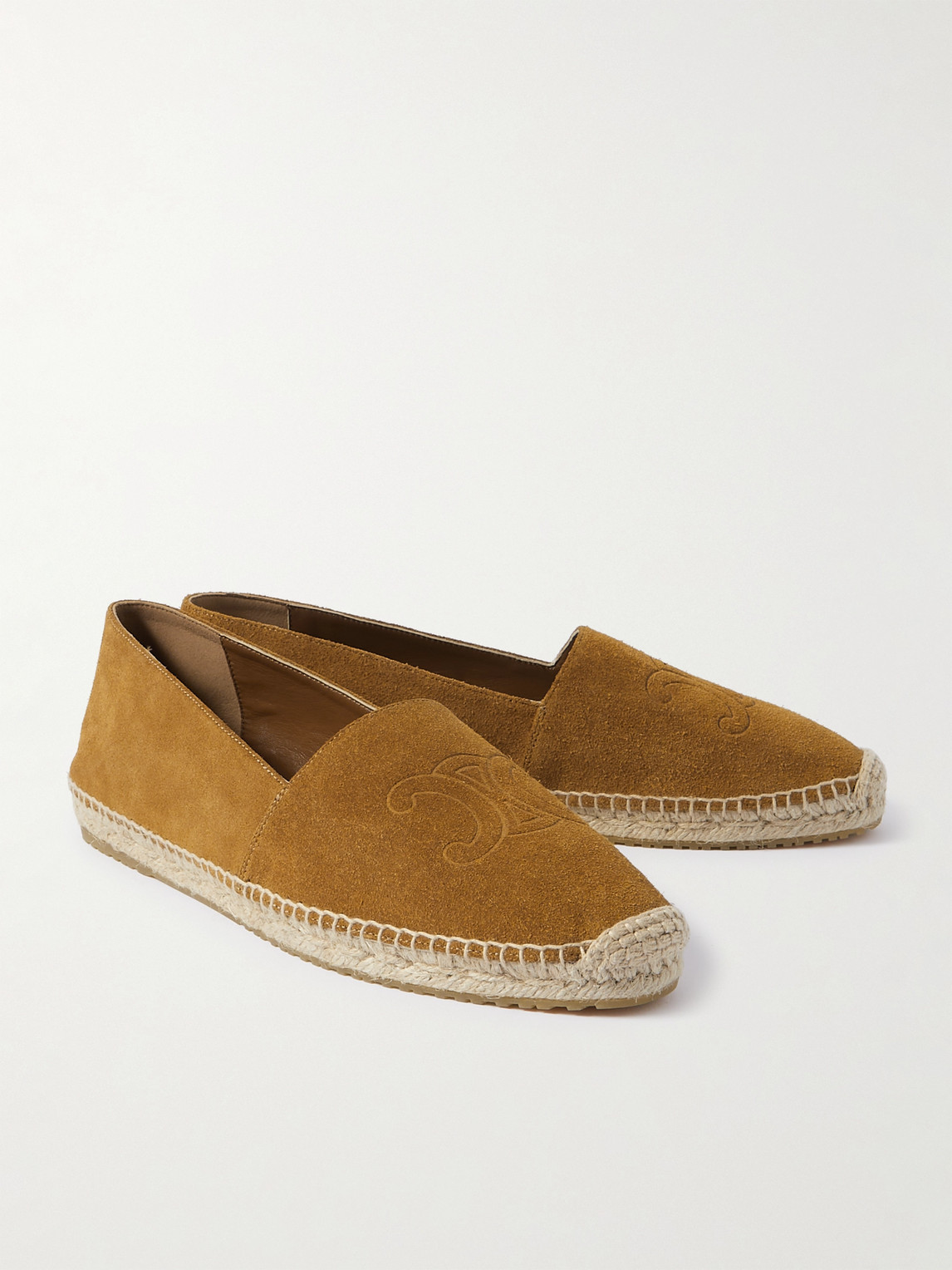 Celine Logo-debossed Suede Espadrilles In Black