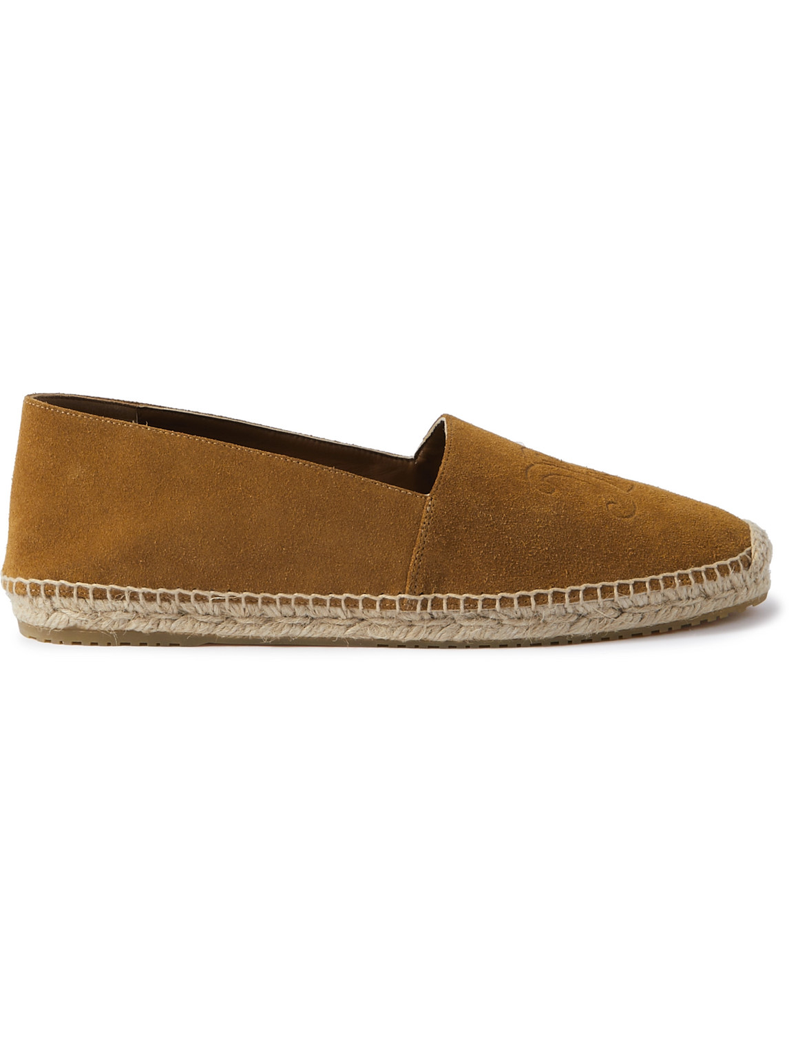 Celine Logo-debossed Suede Espadrilles In Black