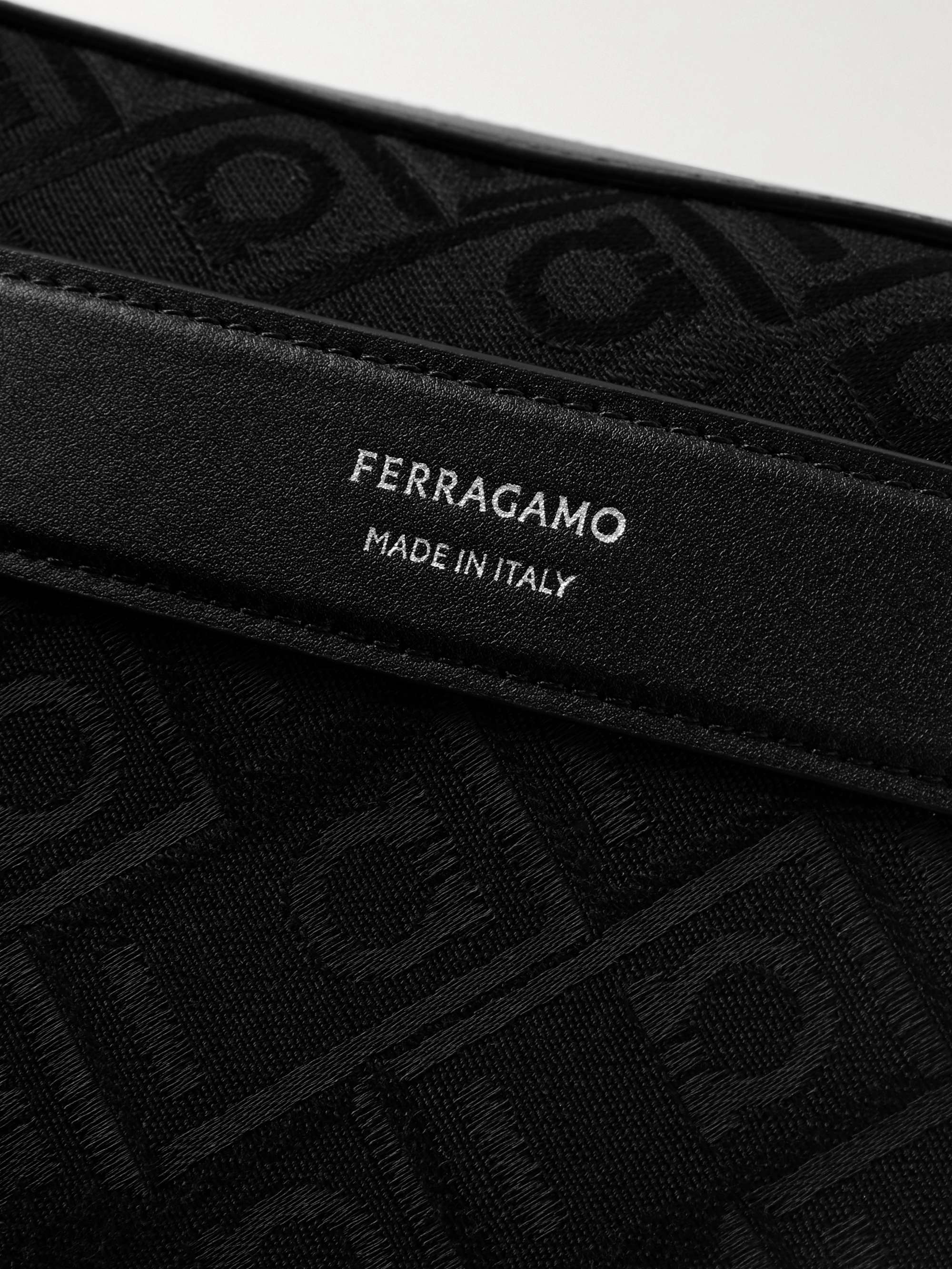 Black Leather-Trimmed Logo-Jacquard Canvas Messenger Bag Black Leather-Trimmed Logo-Jacquard Canvas Messenger Bag