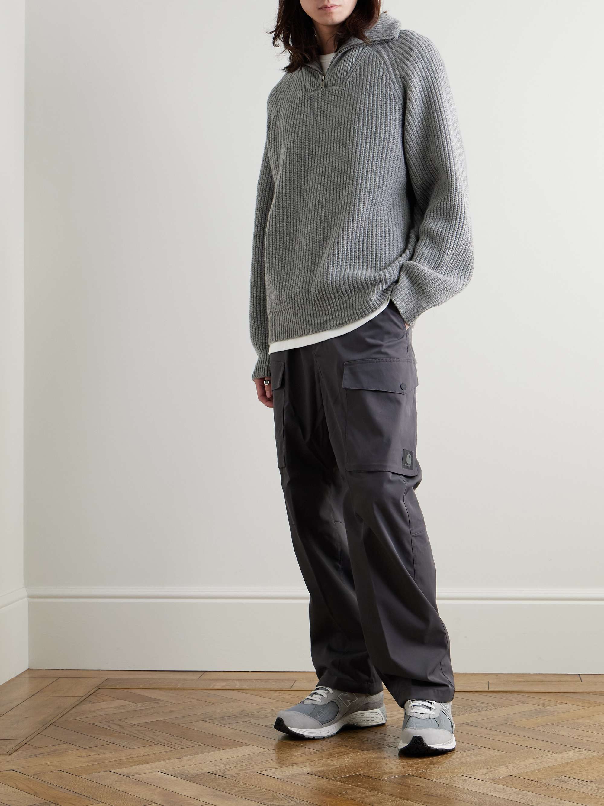 Marlon Ribbed Wool Blend Half Zip Sweater