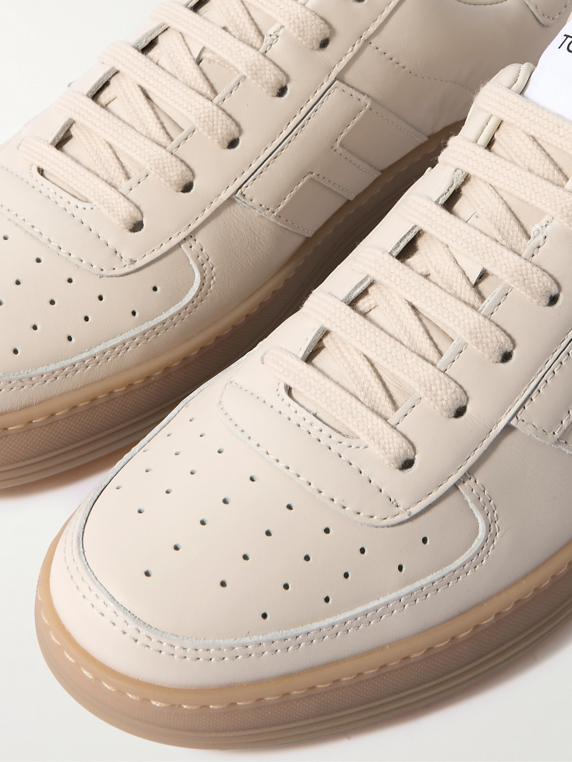 Tom Ford Smooth Leather Low Top Sneakers In Neutrals