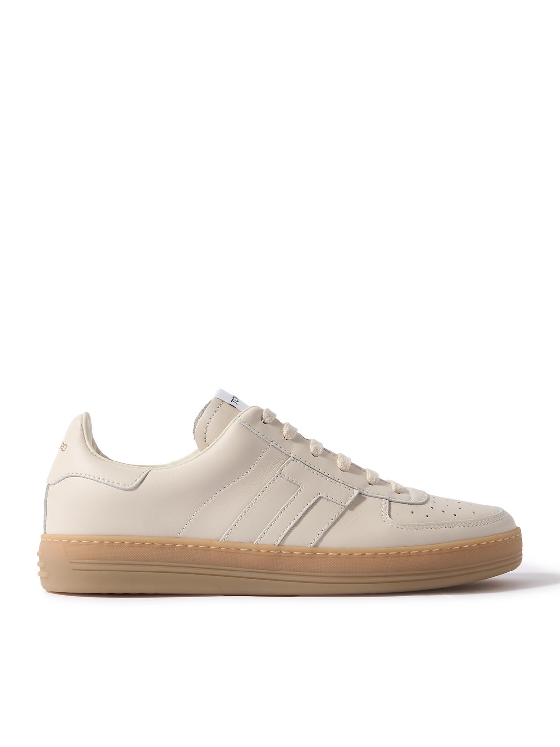 Tom Ford Smooth Leather Low Top Sneakers In Neutrals