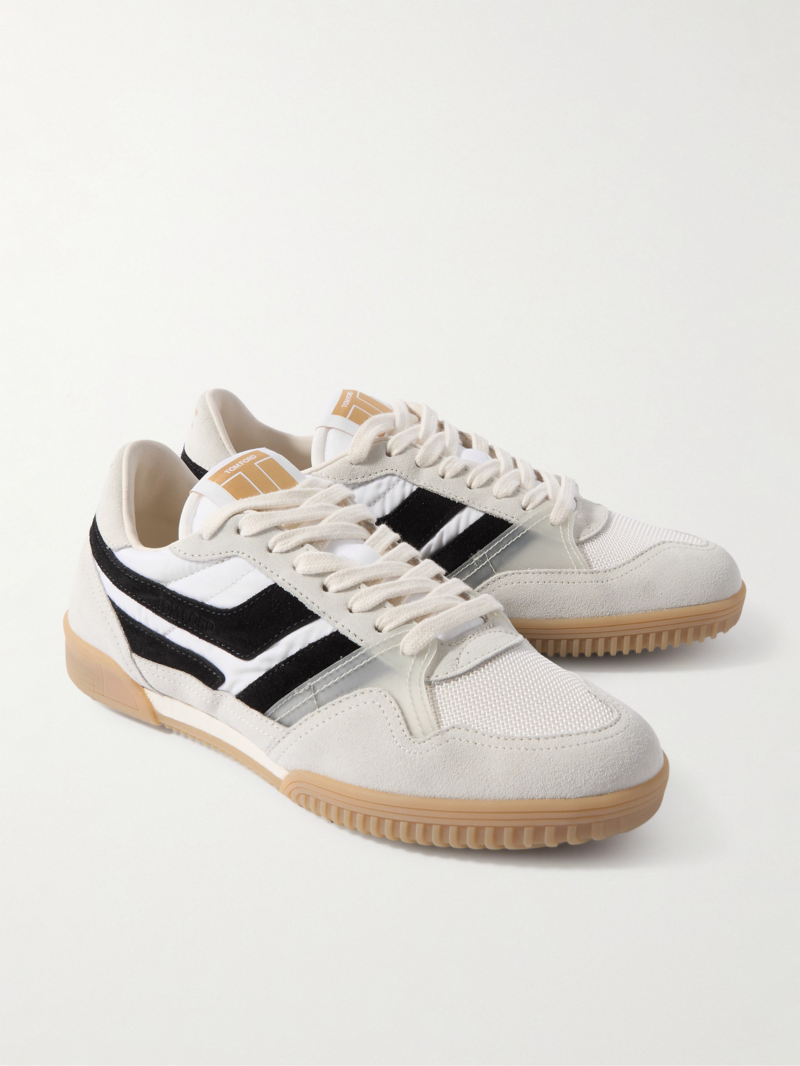 Tom Ford Round Head Lacing Low-cut Casual Sneakers In Neutrals