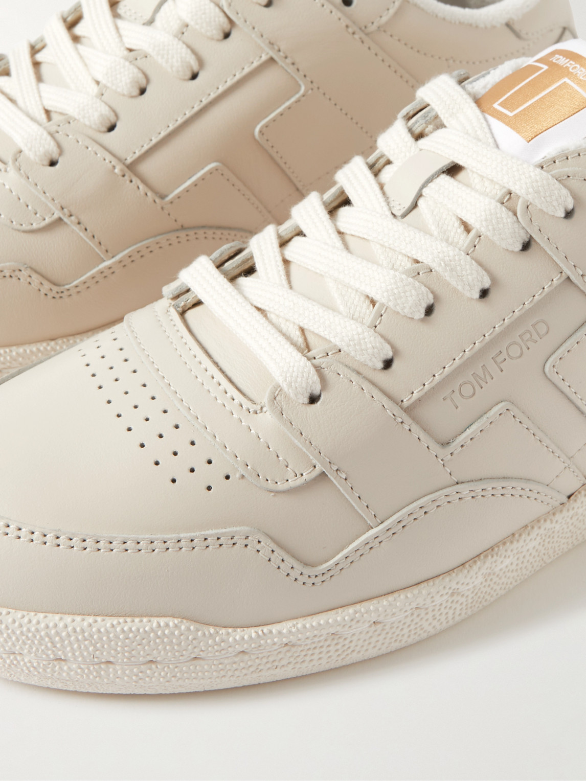 Tom Ford Round Head Lacing Low-cut Casual Sneakers In Neutrals