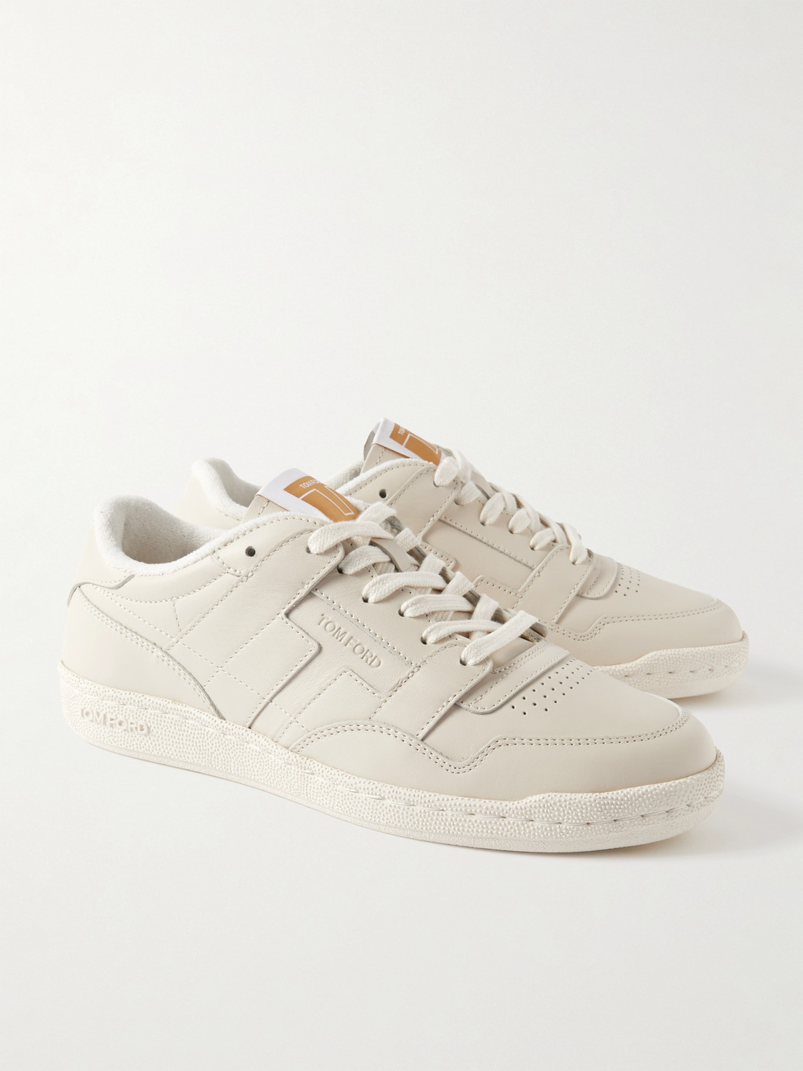 Tom Ford Round Head Lacing Low-cut Casual Sneakers In Neutrals