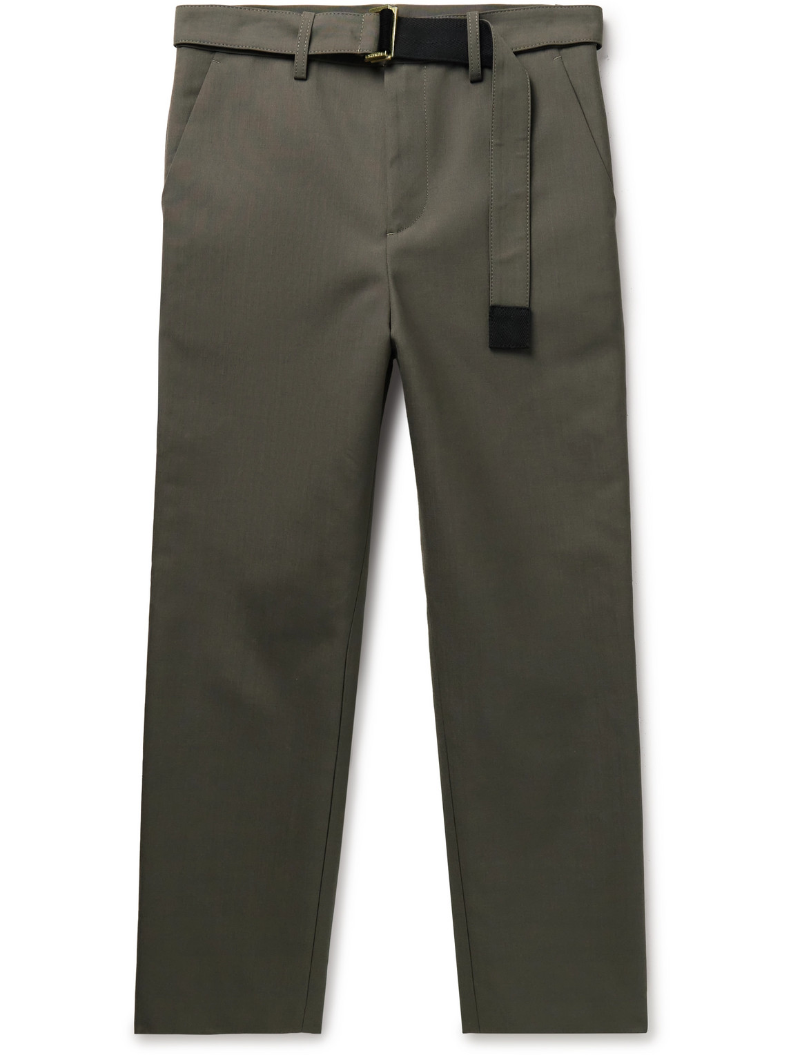 Sacai Carhartt Wip Straight-leg Belted Woven Trousers In Brown