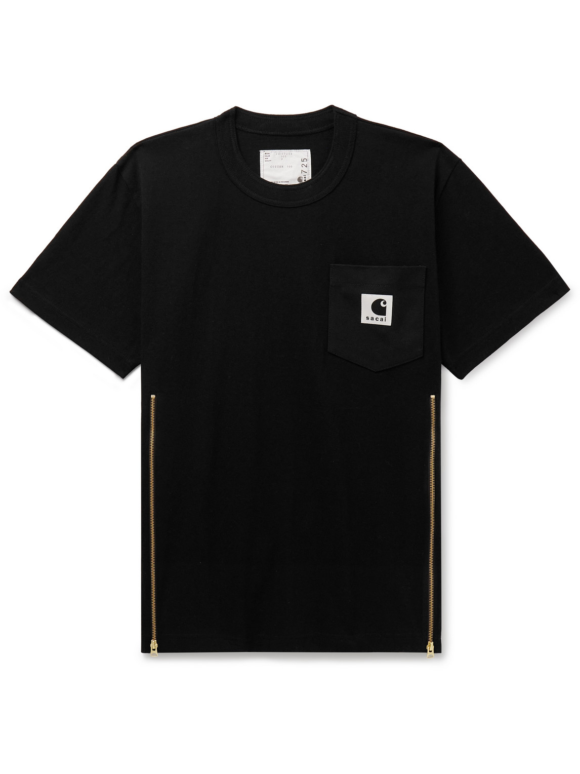 Sacai Mens Black X Carhartt Wip Brand-patch Cotton-jersey T-shirt In Black