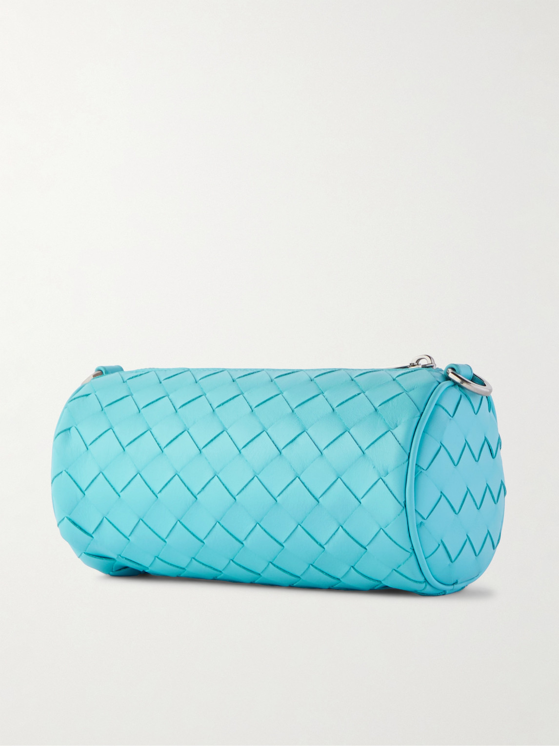 Shop Bottega Veneta Mini Intrecciato Barrel Leather Pouch In Blue