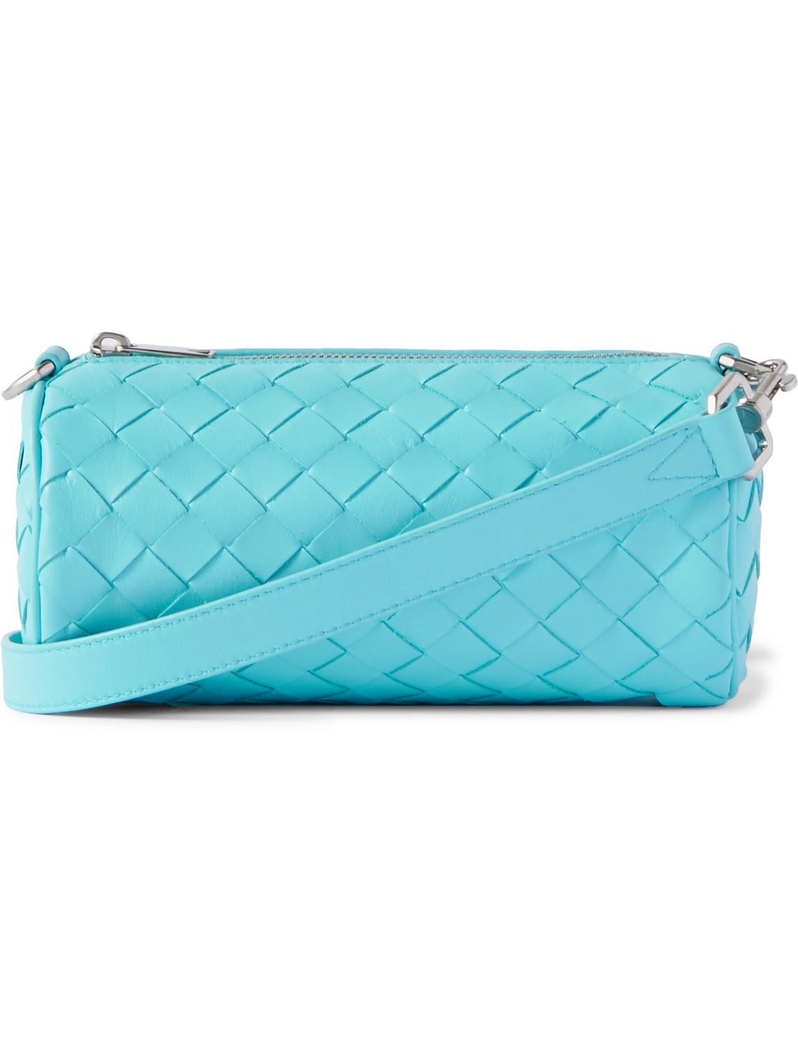 Bottega Veneta Mini Intrecciato Barrel Leather Pouch In Blue