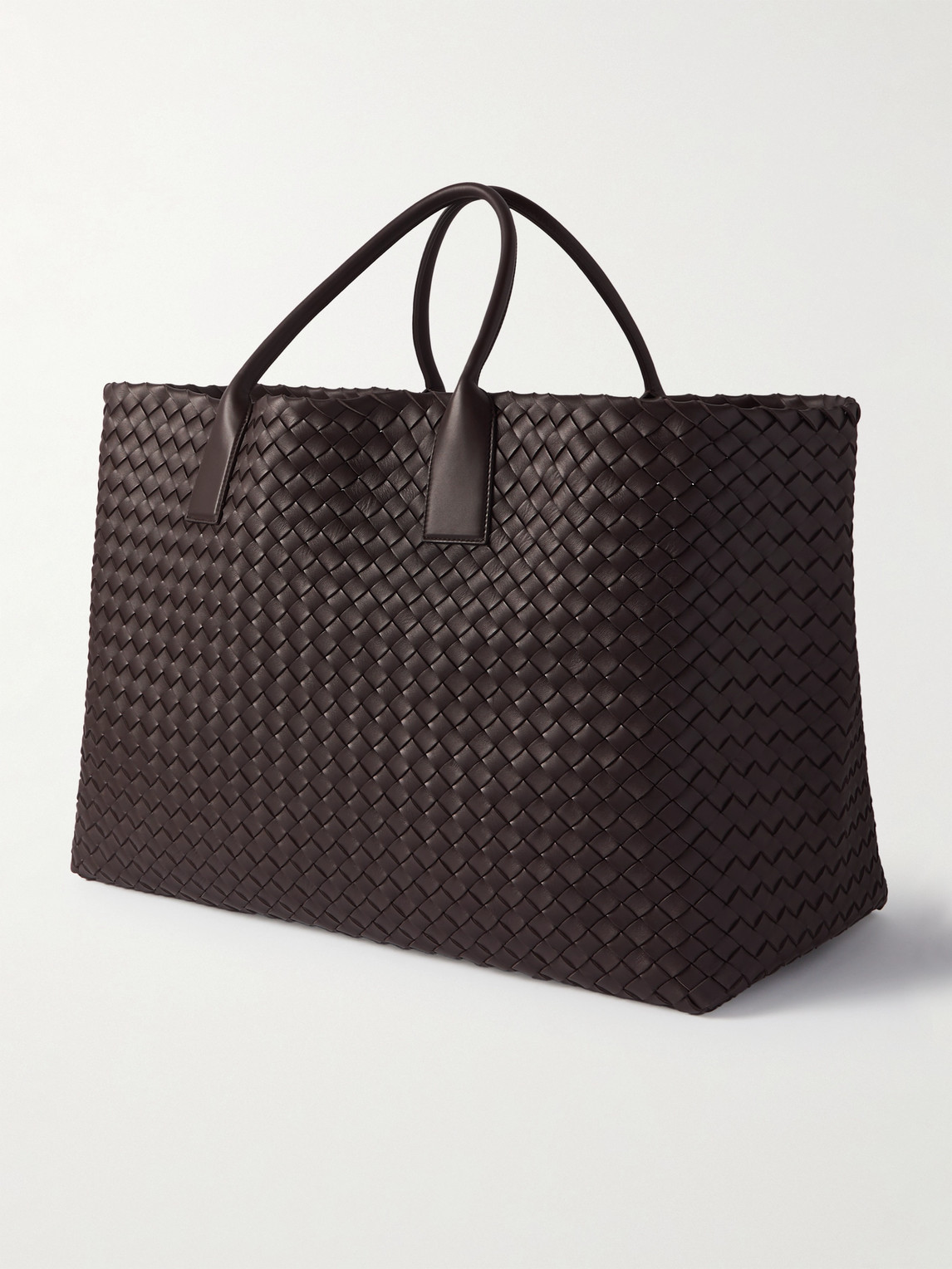 Shop Bottega Veneta Intrecciato Cabat Large Leather Tote Bag In Brown