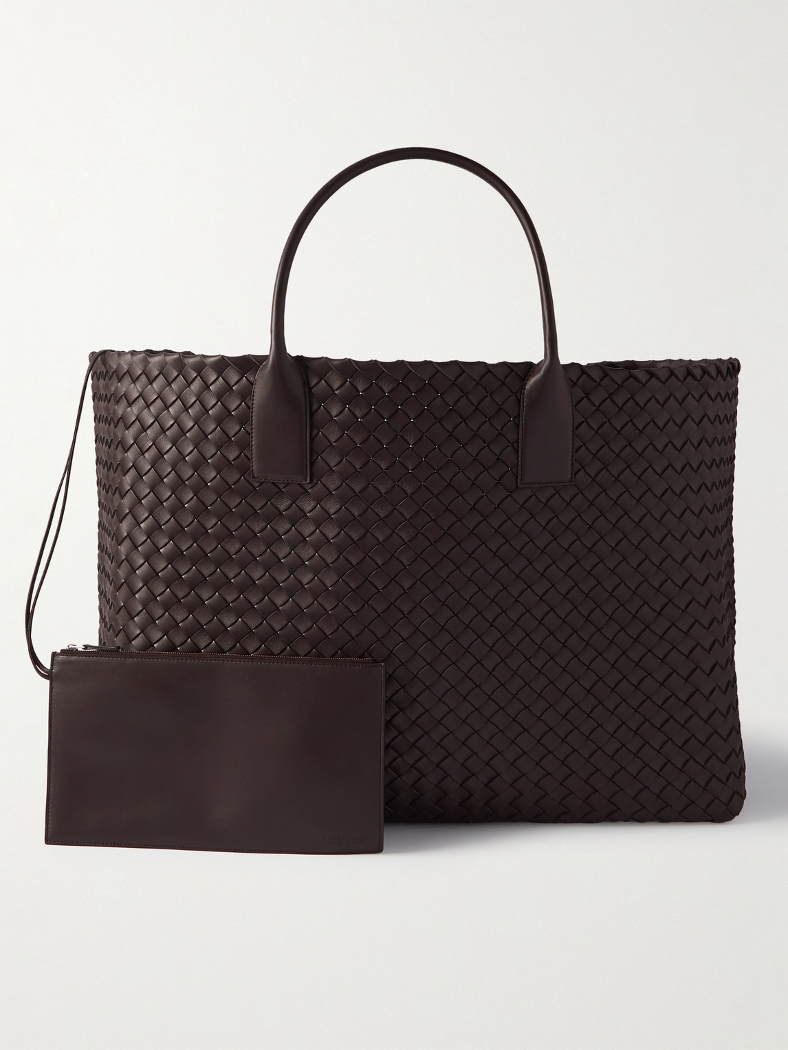 Shop Bottega Veneta Intrecciato Cabat Large Leather Tote Bag In Brown