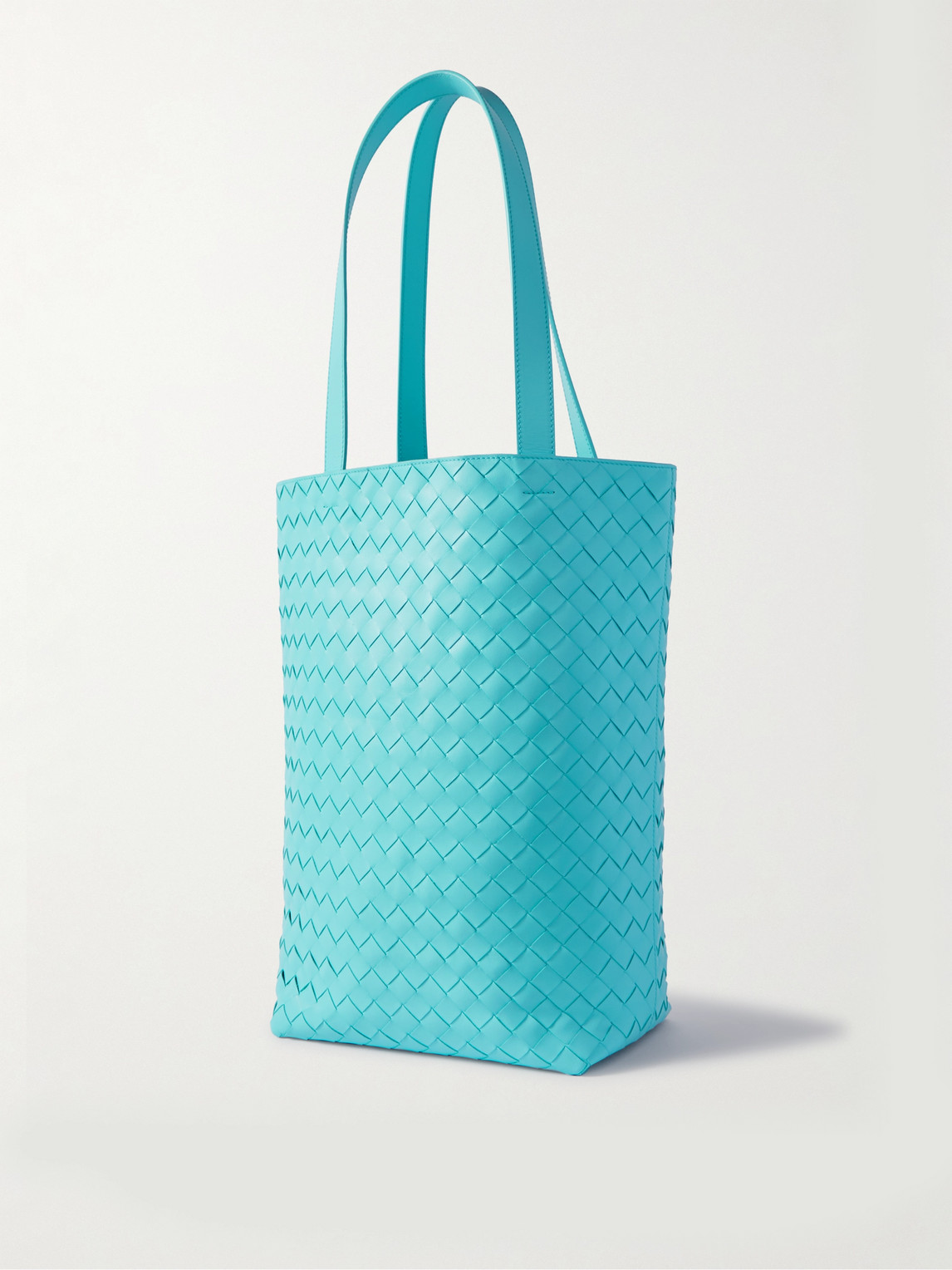 Shop Bottega Veneta Small Intrecciato Leather Tote Bag In Blue