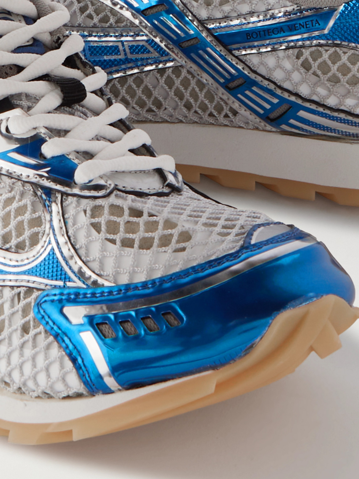BOTTEGA VENETA ORBIT METALLIC RUBBER AND MESH SNEAKERS
