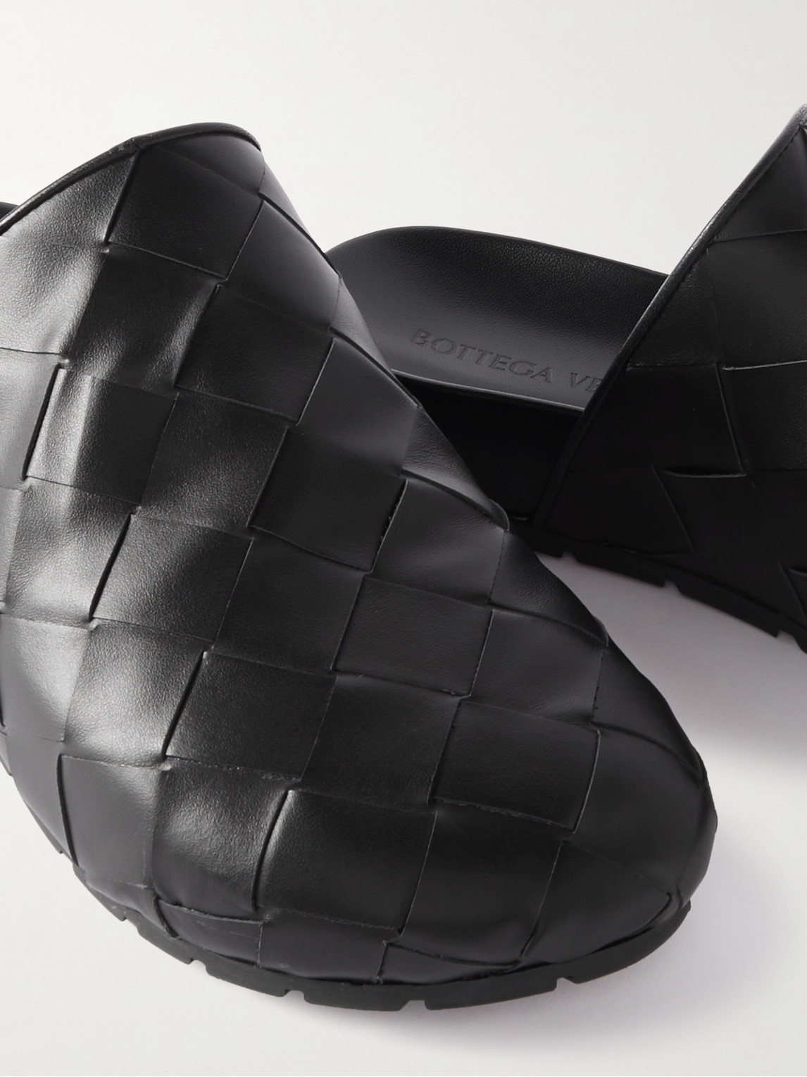 Shop Bottega Veneta Reggie Intrecciato Leather Slippers In Black
