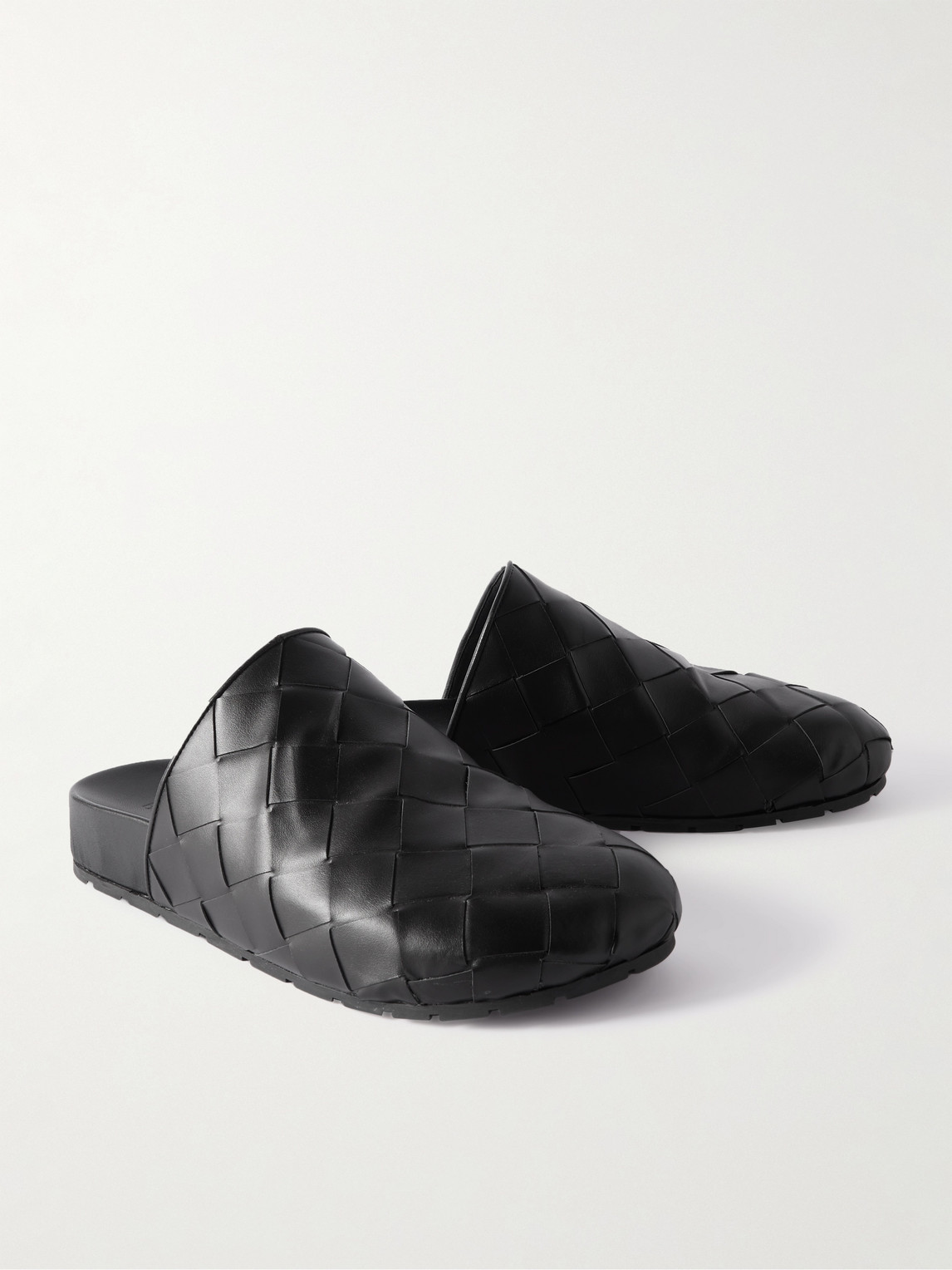 Shop Bottega Veneta Reggie Intrecciato Leather Slippers In Black