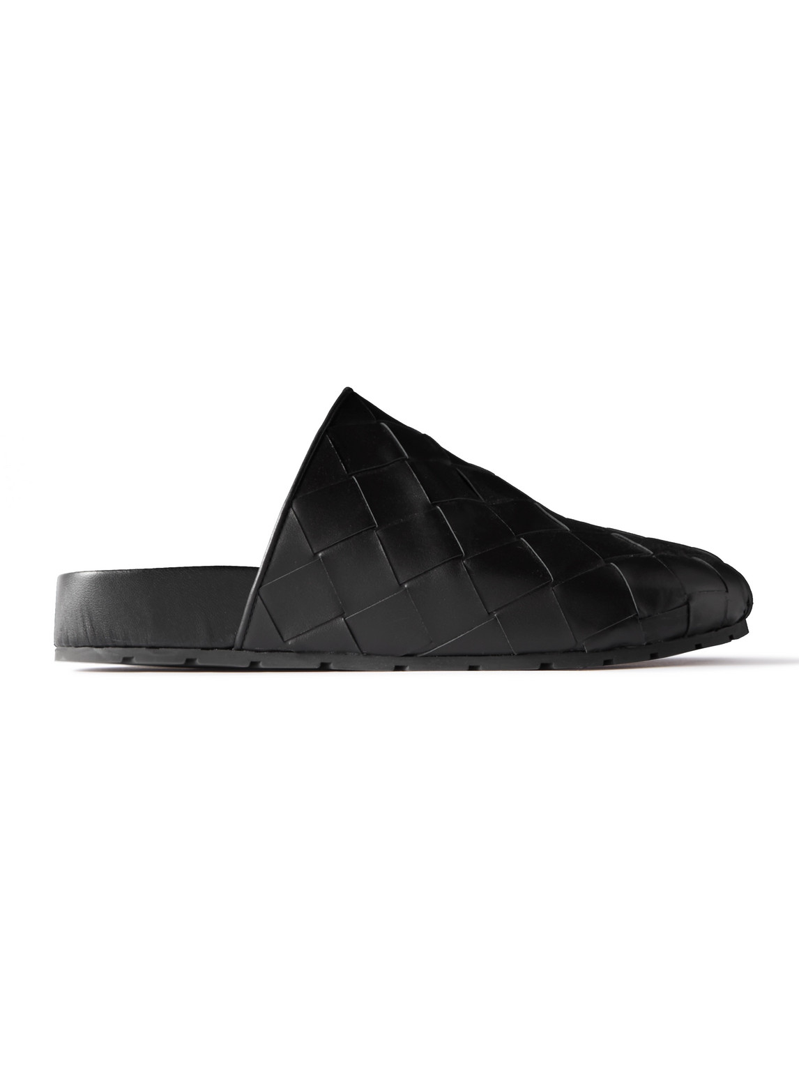 Shop Bottega Veneta Reggie Intrecciato Leather Slippers In Black