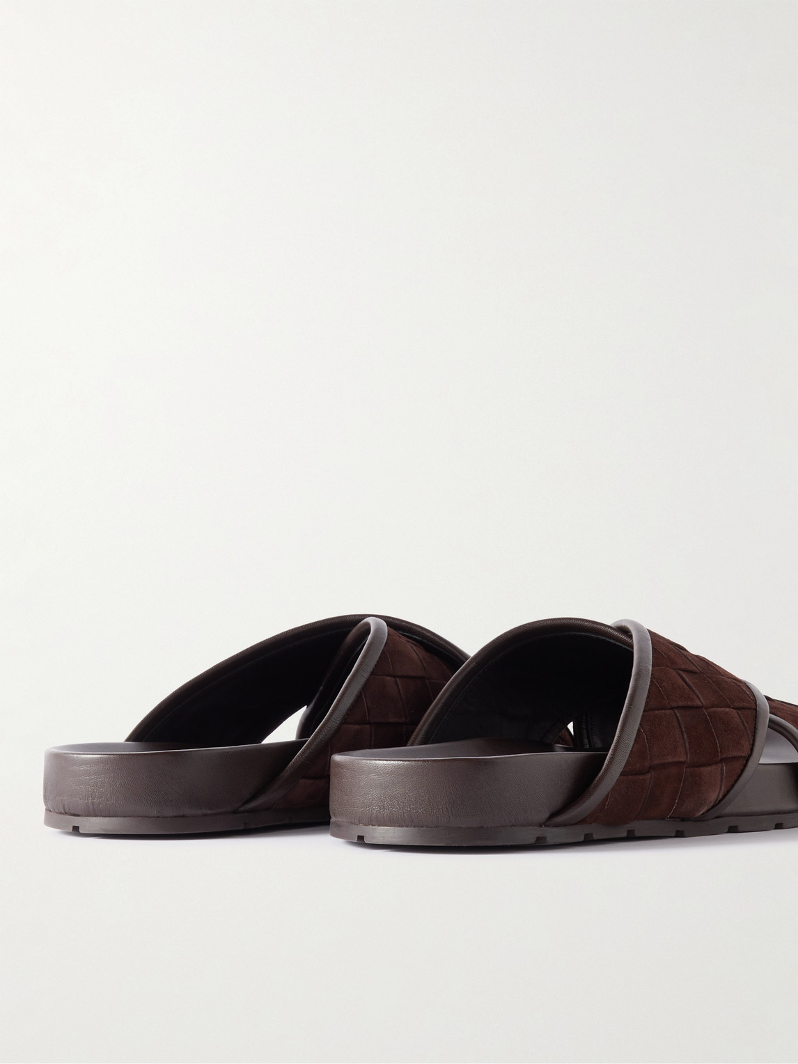 Shop Bottega Veneta Tarik Intrecciato Suede Sandals In Brown