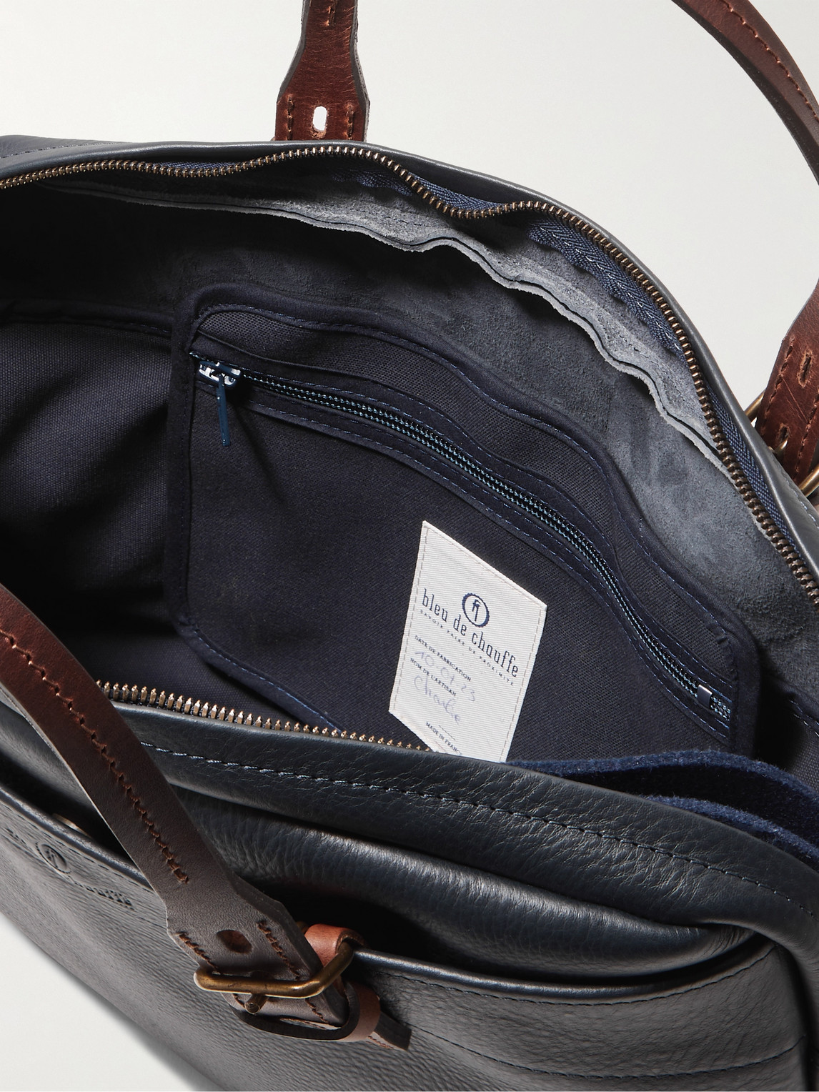 Shop Bleu De Chauffe Folder Vegetable-tanned Full-grain Leather Messenger Bag In Blue