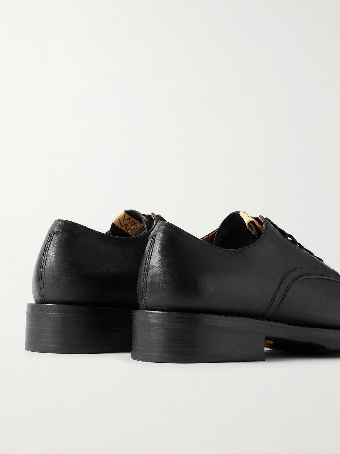 Shop Visvim Galvin Logo-detailed Leather Derby Shoes In Black