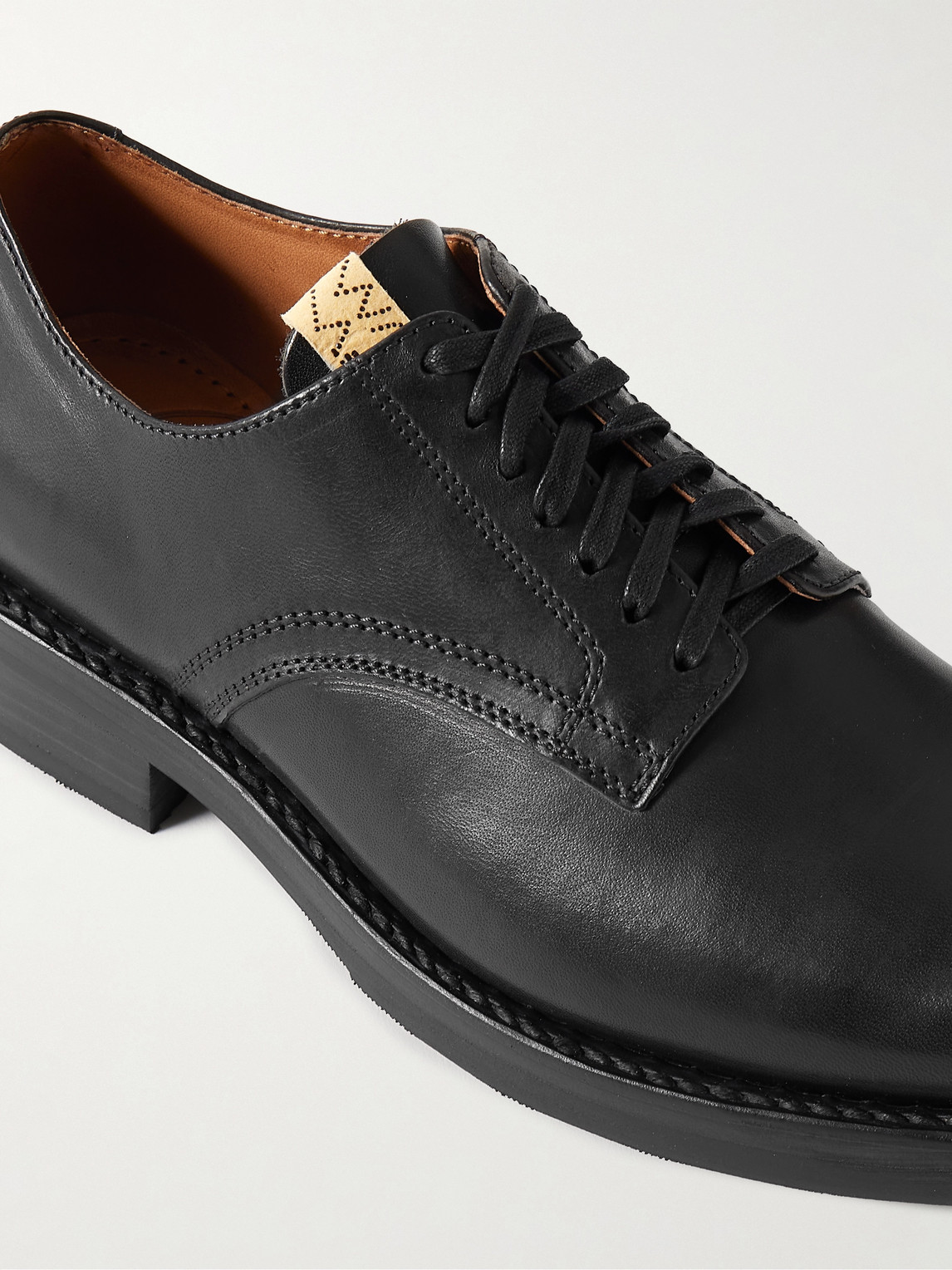 VISVIM GALVIN LOGO-DETAILED LEATHER DERBY SHOES