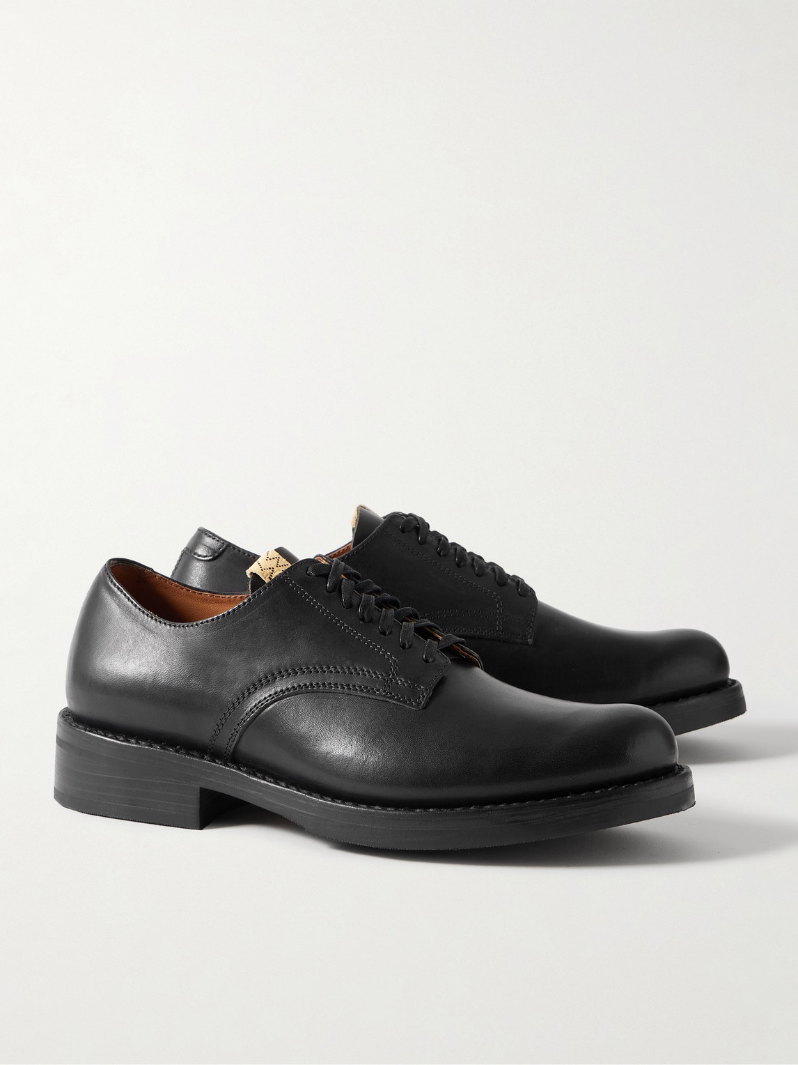VISVIM GALVIN LOGO-DETAILED LEATHER DERBY SHOES