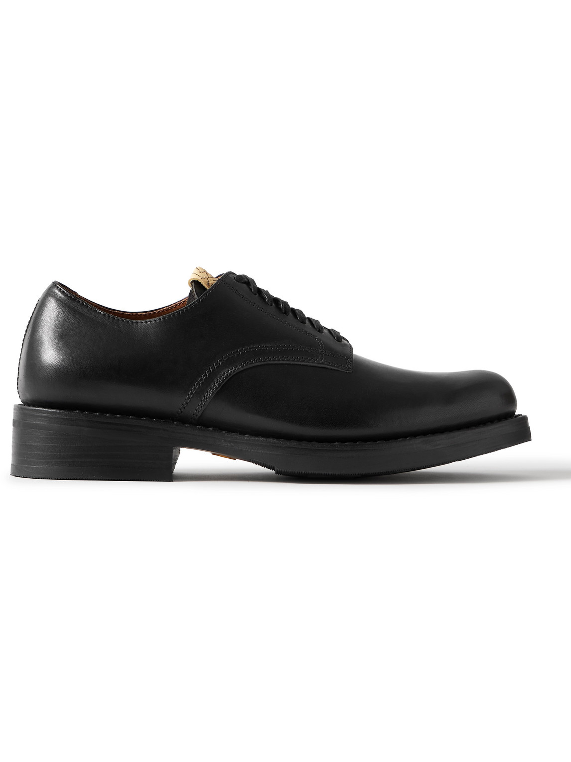Visvim Galvin Logo-detailed Leather Derby Shoes In Black