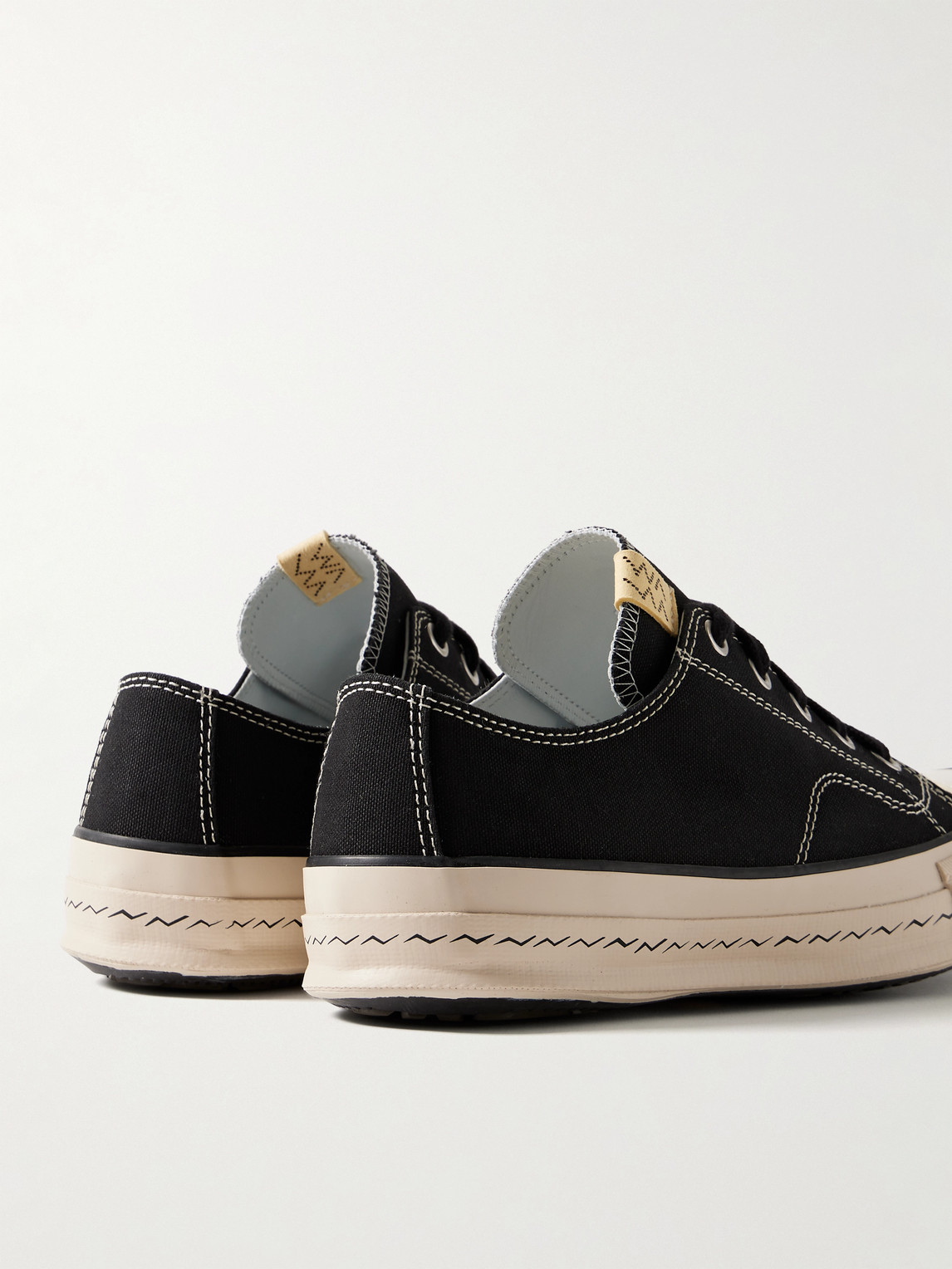Shop Visvim Skagway L.t. Lo Leather-trimmed Canvas Sneakers In Black