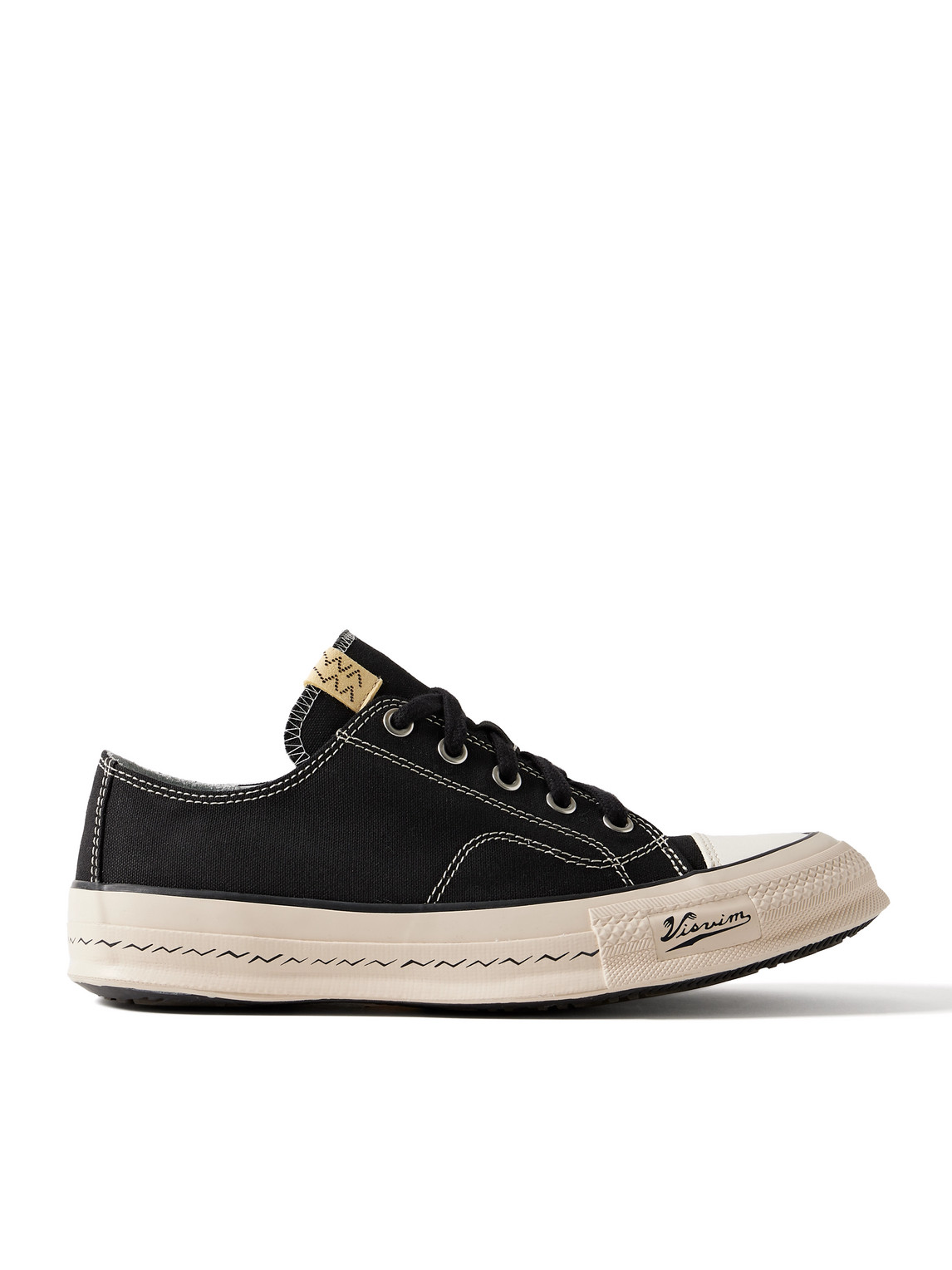 Shop Visvim Skagway L.t. Lo Leather-trimmed Canvas Sneakers In Black