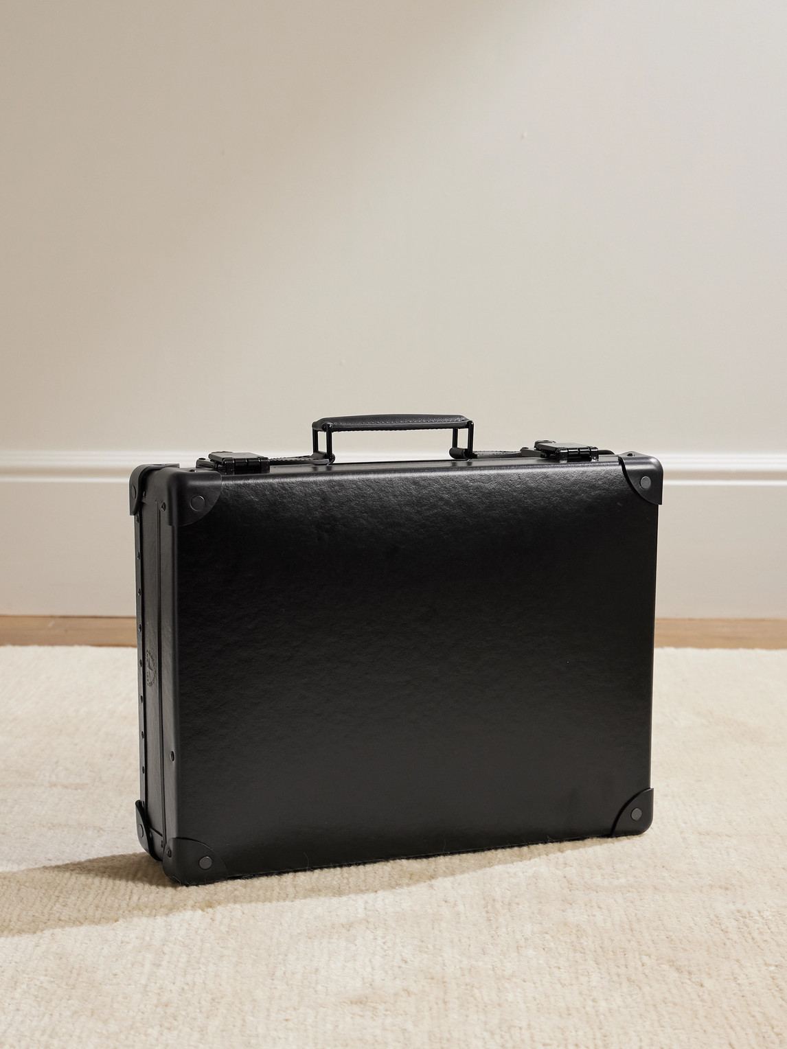 Globe-trotter Centenary Leather-trimmed Attaché Case In Black