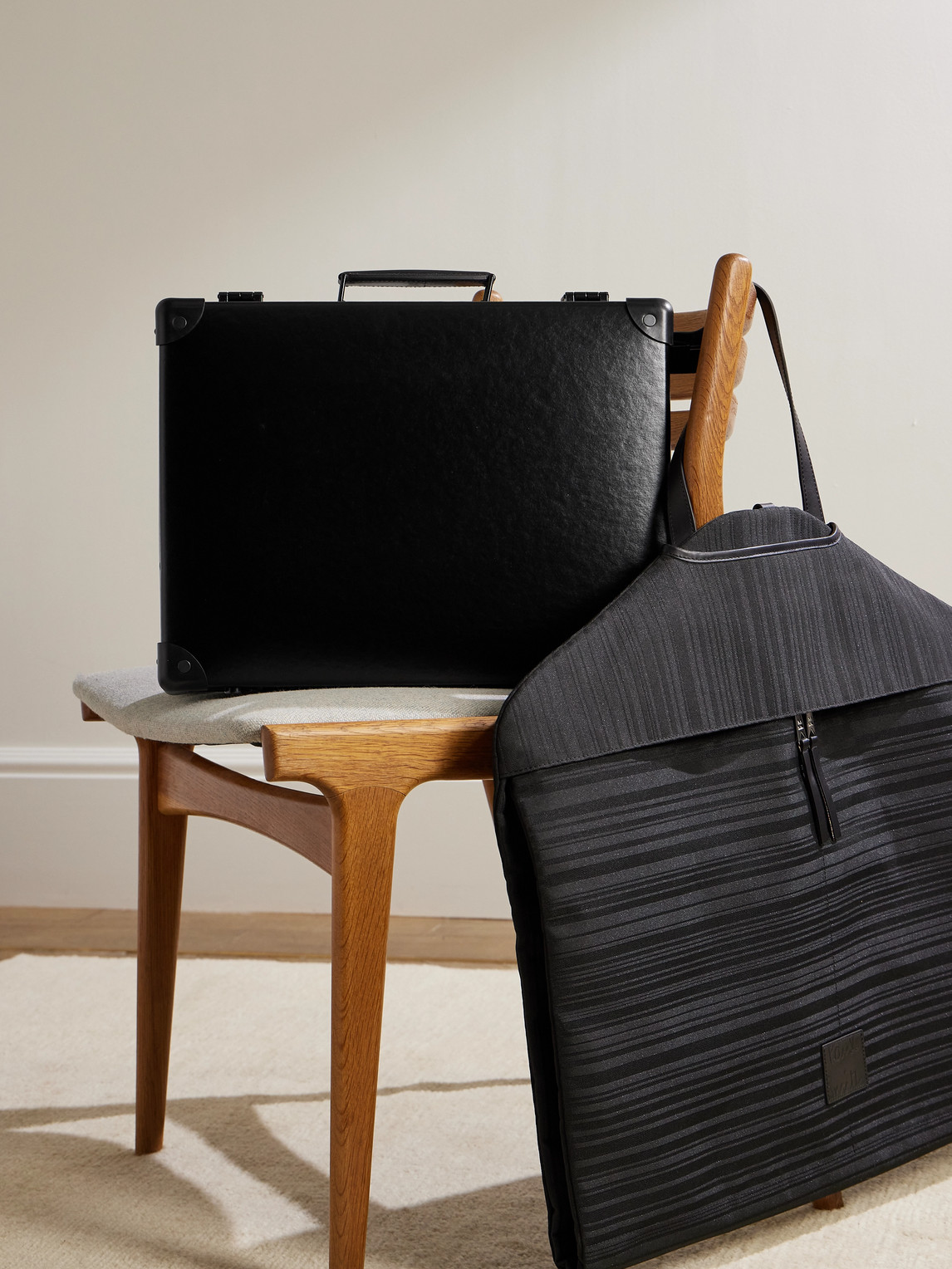 Shop Globe-trotter Centenary Leather-trimmed Attaché Case In Black