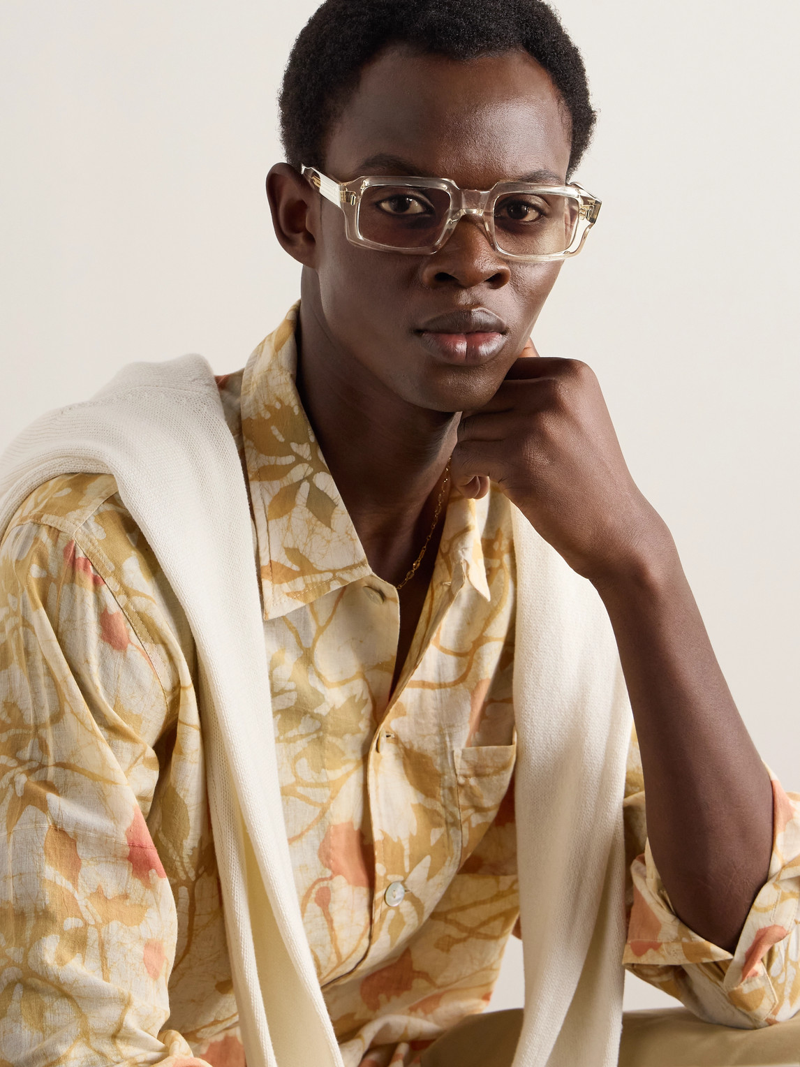 Cutler And Gross Rectangle-frame Acetate Sunglasses In Silver