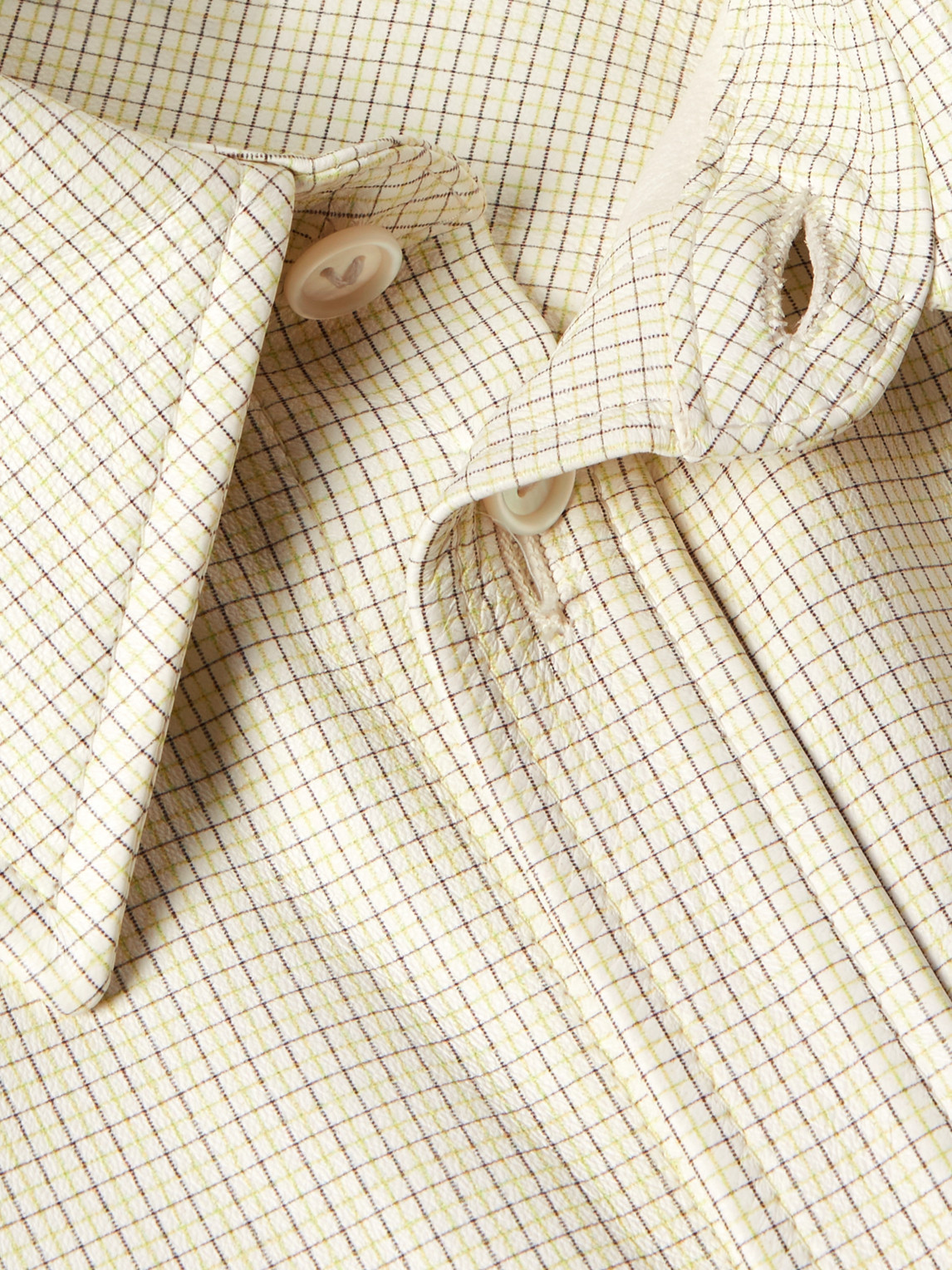 Shop Bottega Veneta Checked Leather Shirt In Neutrals