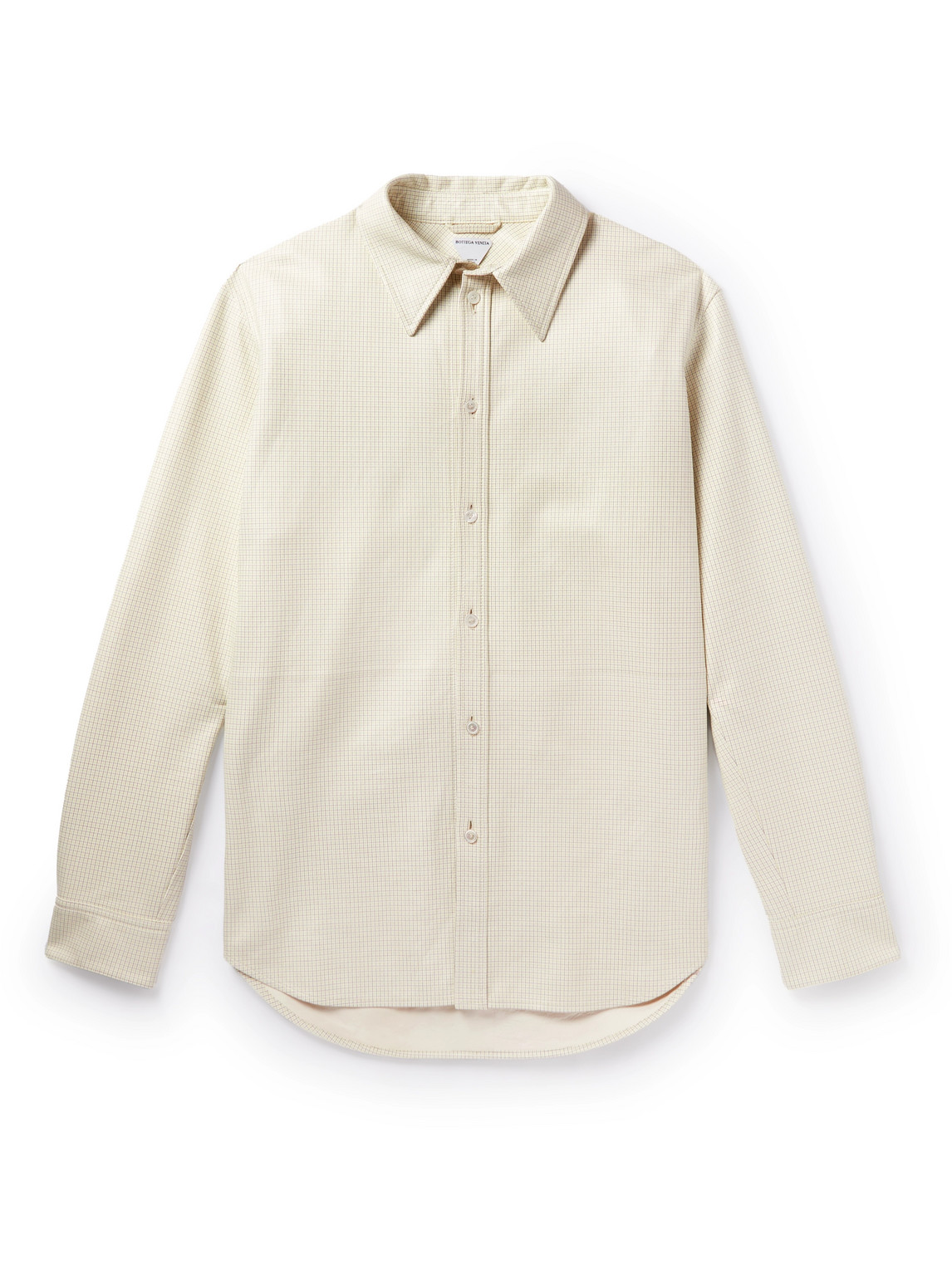 Bottega Veneta Checked Leather Shirt In Neutrals