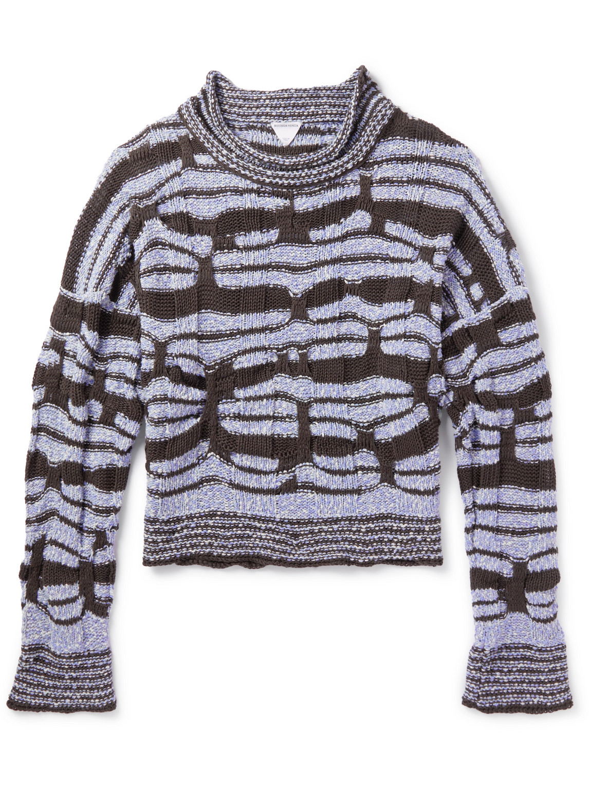 Bottega Veneta Jacquard-knitted Cotton Sweater In Blue