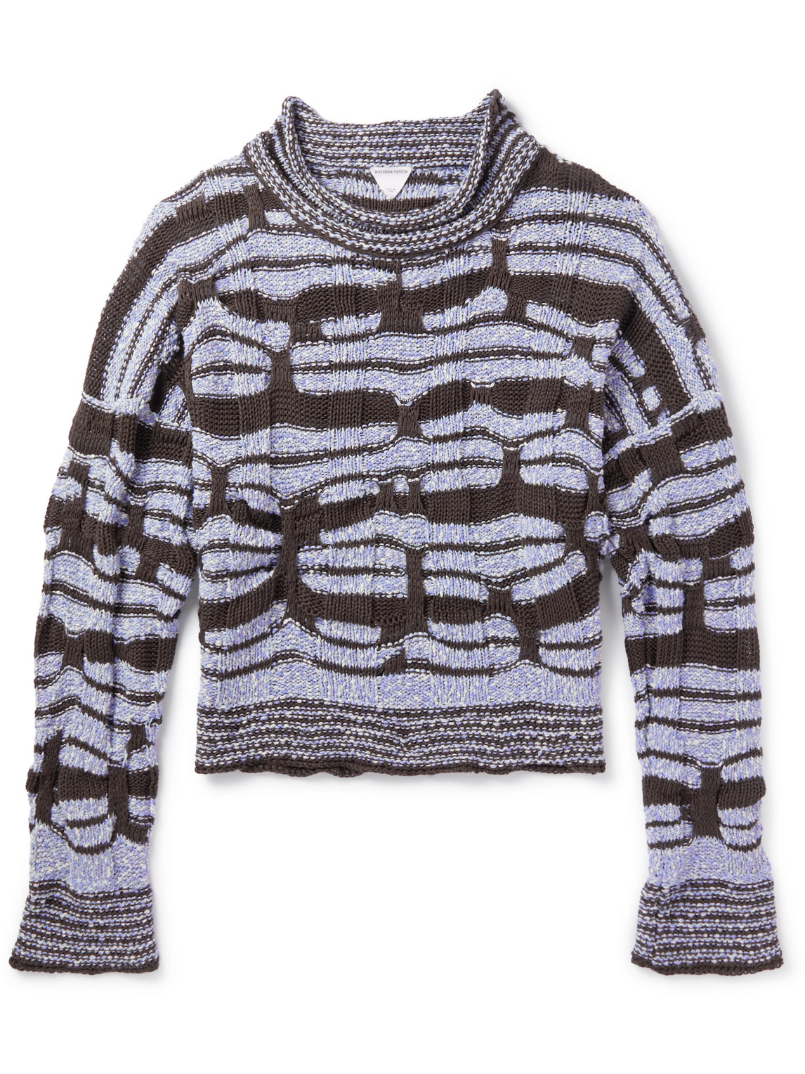 Bottega Veneta Grey Roundneck Embroidered Sweater In Blue